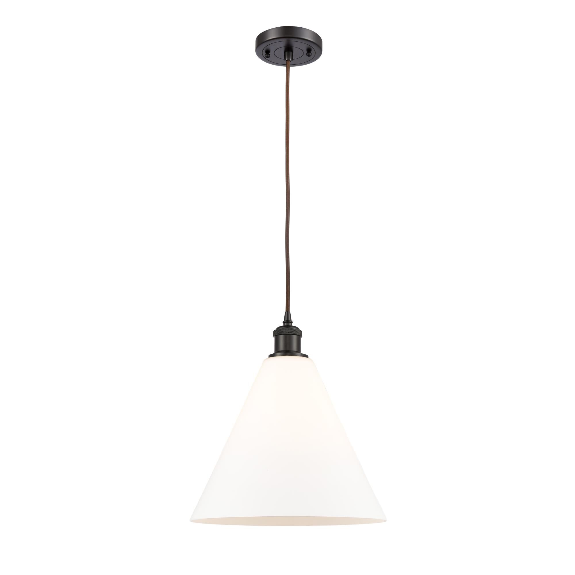 Shown in Oil Rubbed Bronze finish and Matte White Cased Ballston Cone glass and No Shade shade