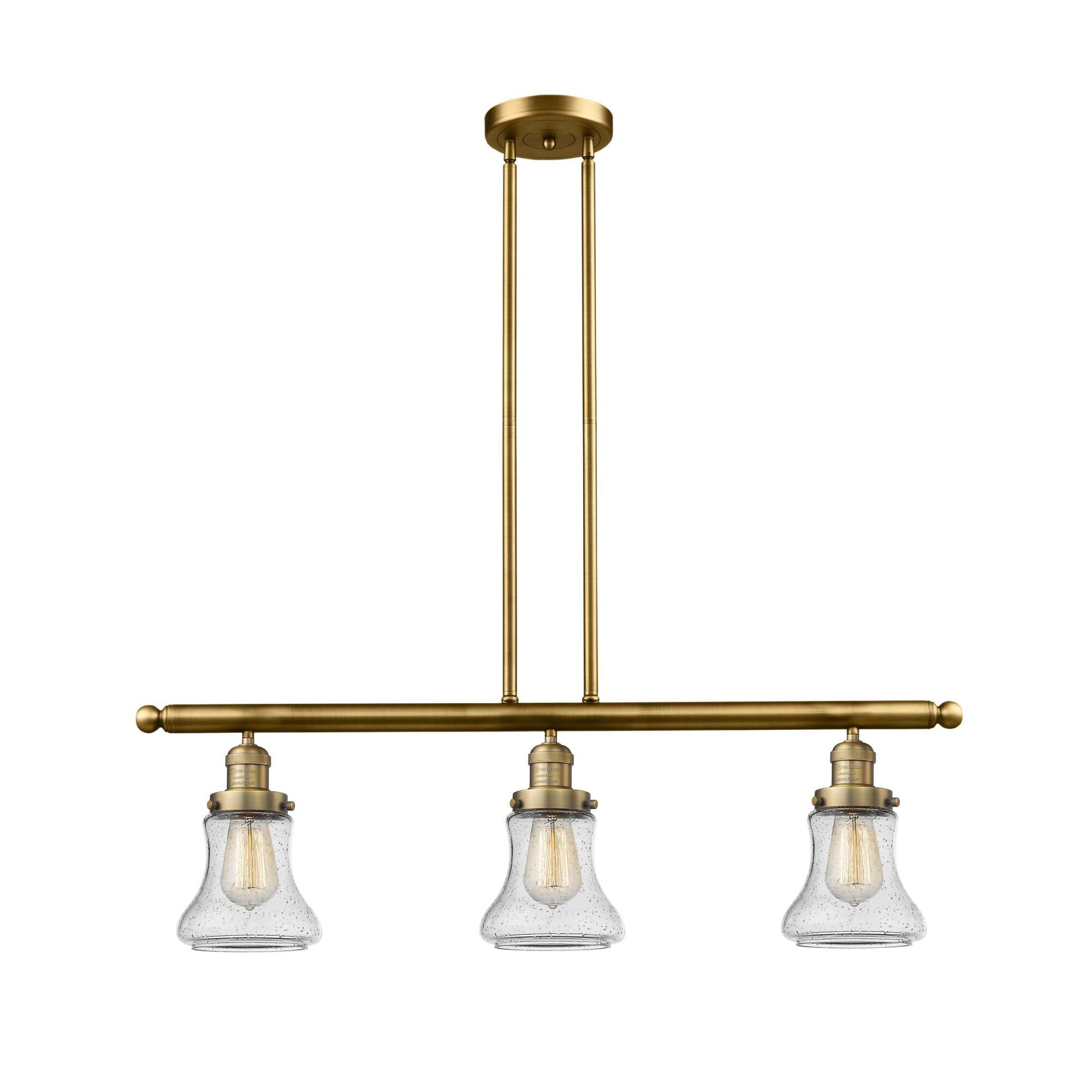 Shown in Brushed Brass finish and Seedy glass