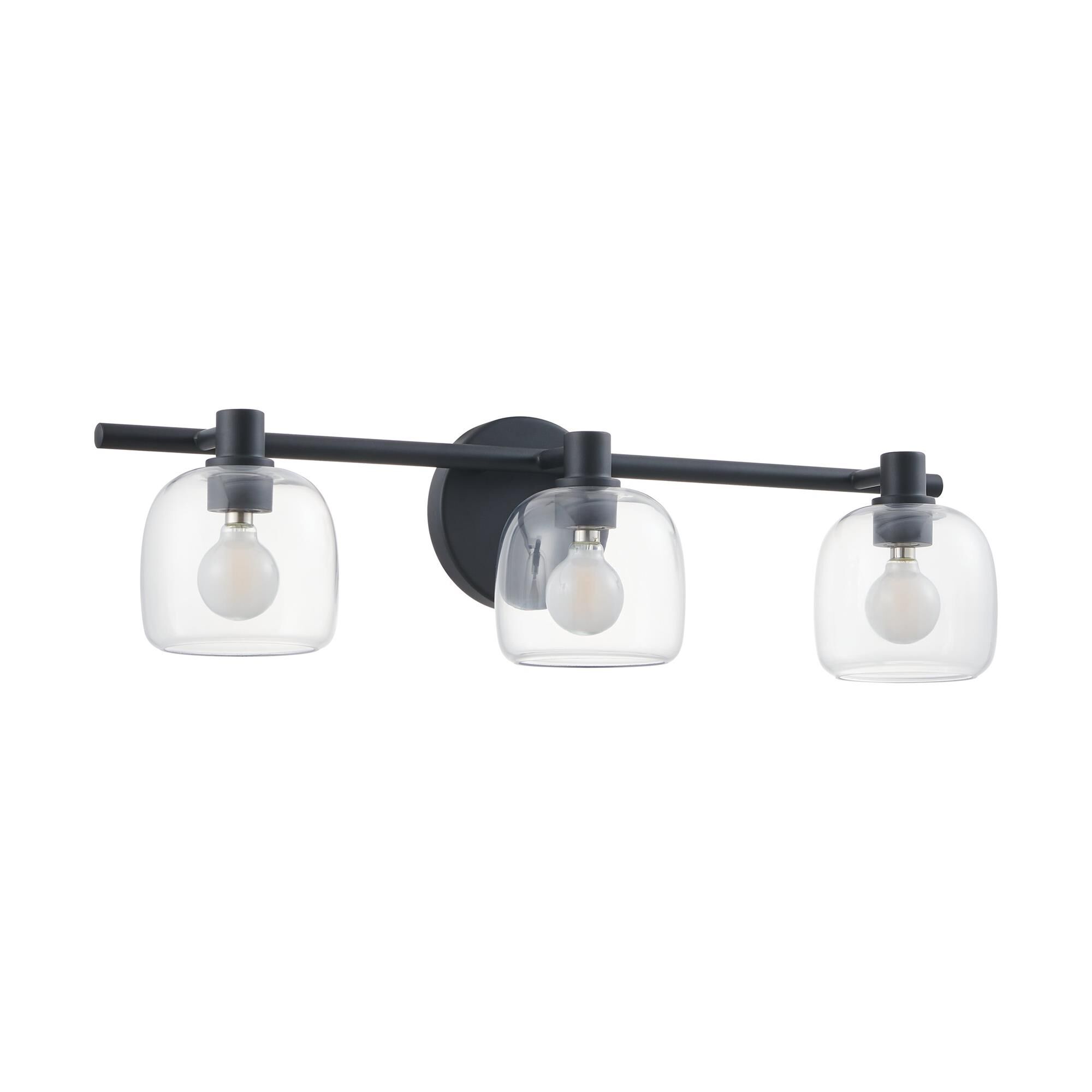 Shown in Matte Black finish and Clear glass