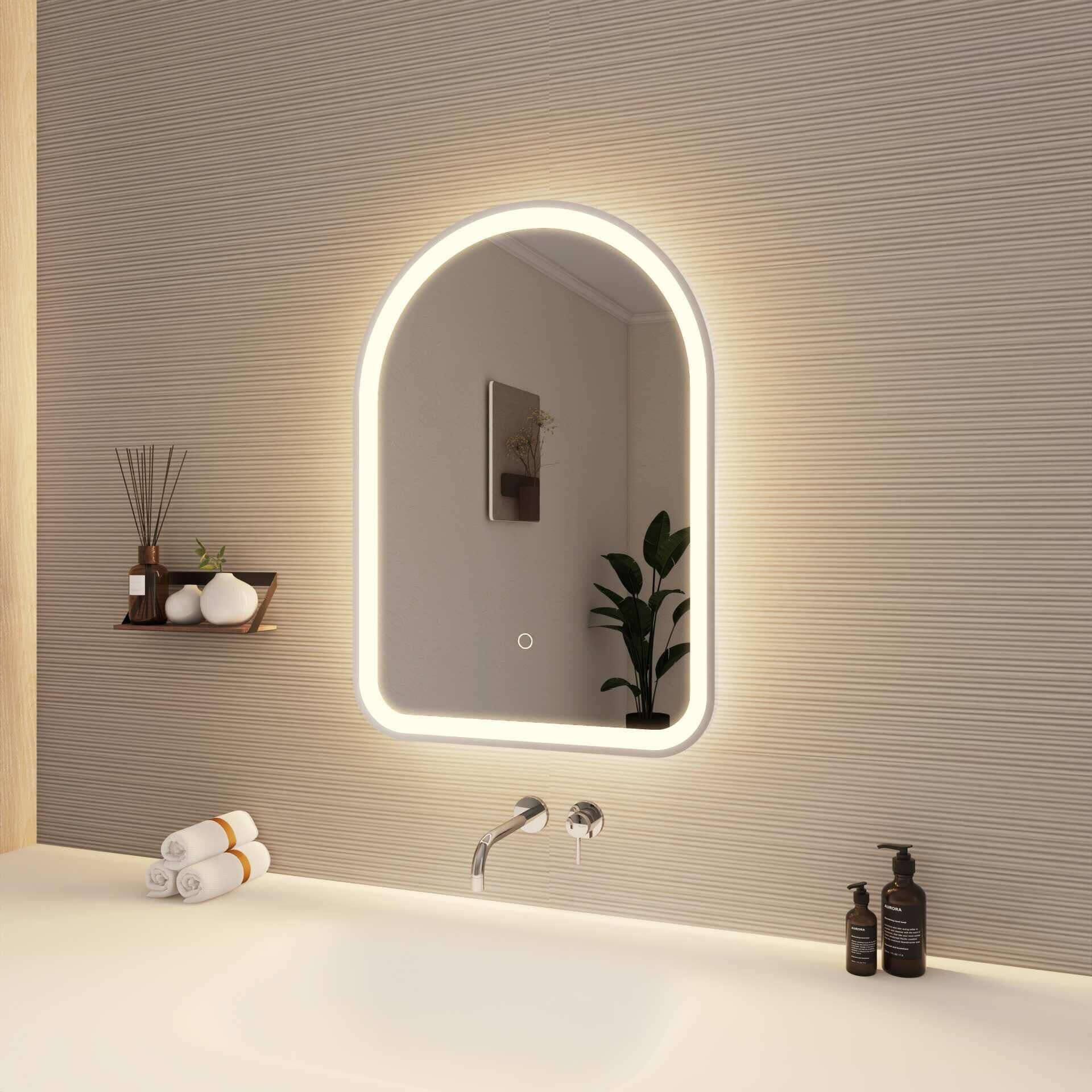 Harmoni 28 Inch Arched LED Lighted Mirror by Elegant Decor