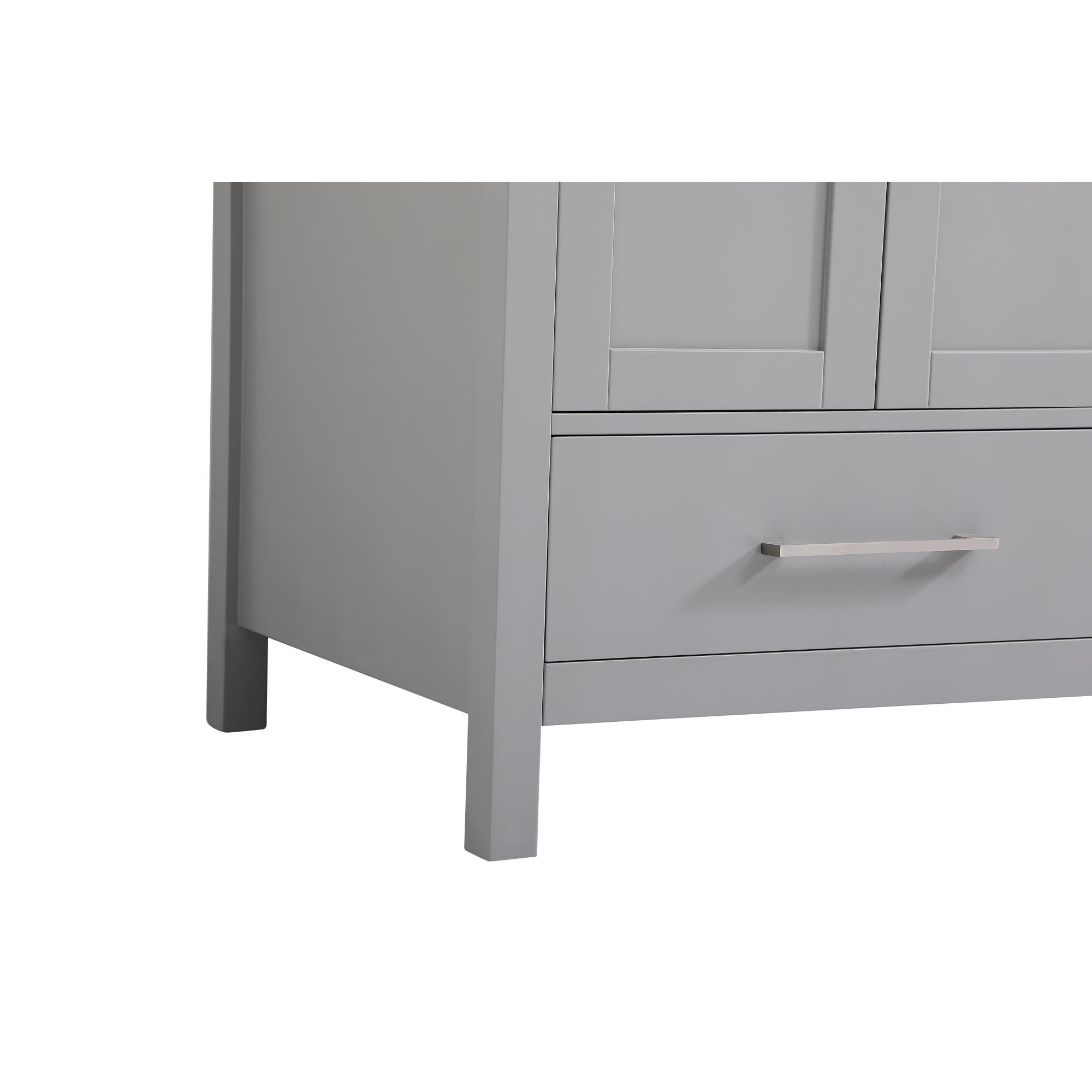 Shown in Gray And Brushed Nickel With Carrara White Marble finish