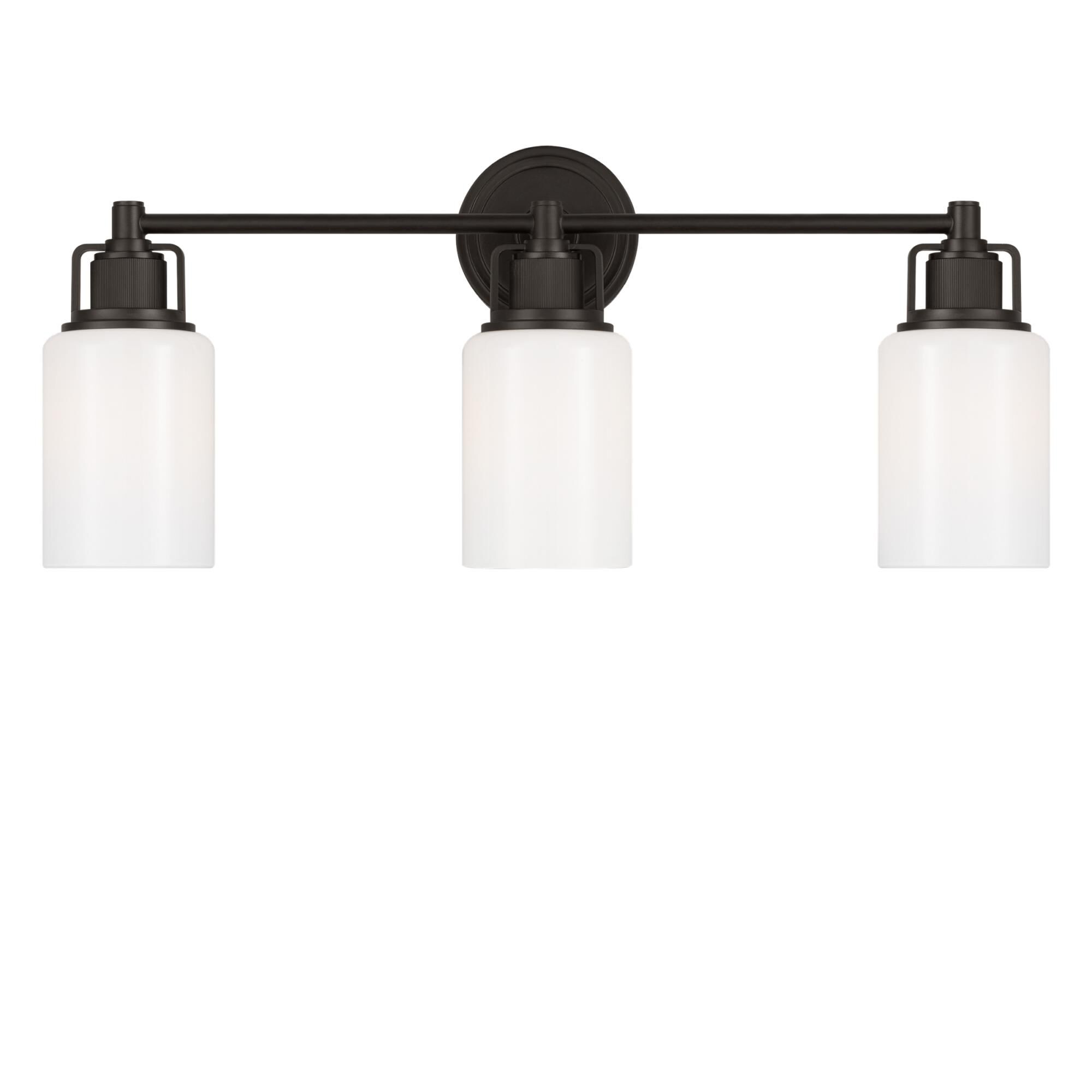 Shown in Aged Iron finish and Milk glass