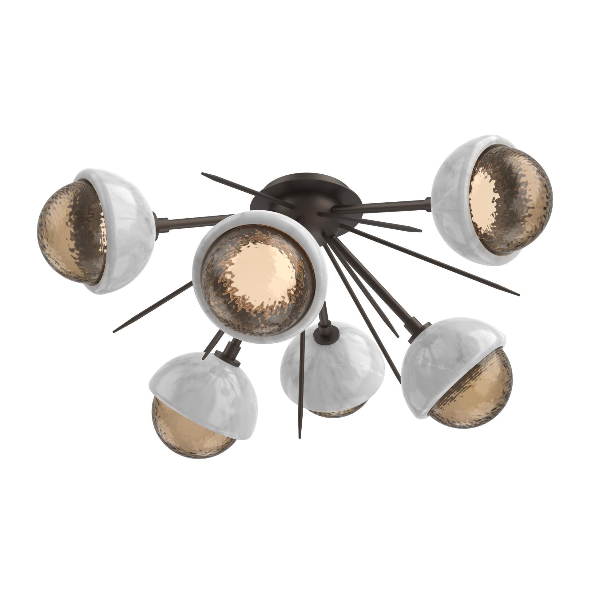Shown in Flat Bronze finish and Bronze glass and White Marble accent