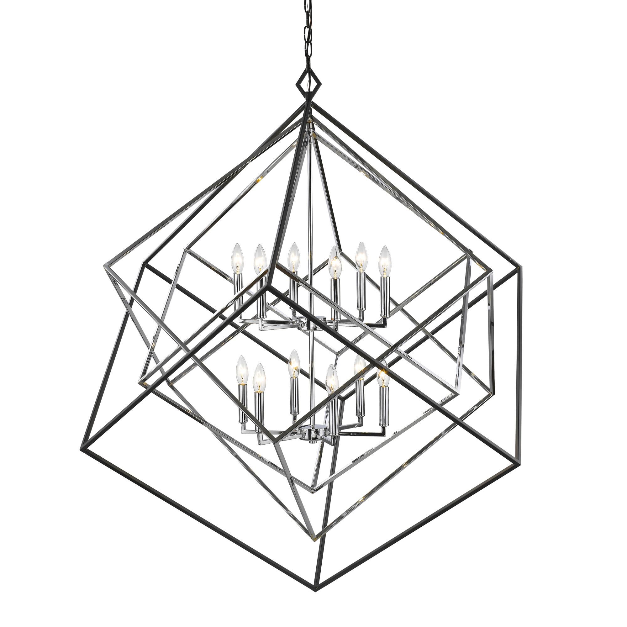 Shown in Chrome + Matte Black finish and --- glass and --- shade