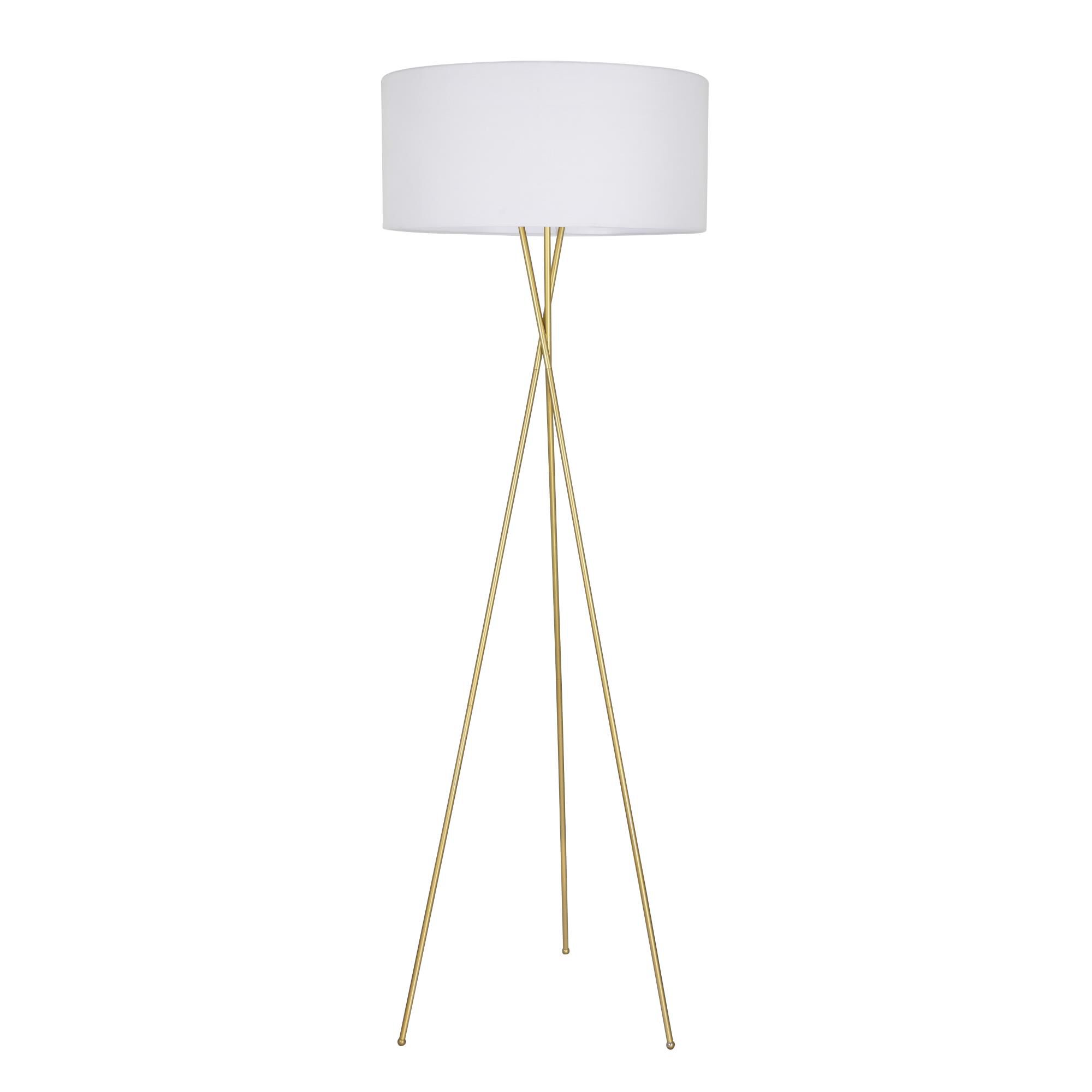 Shown in Brass finish and White Fabric shade