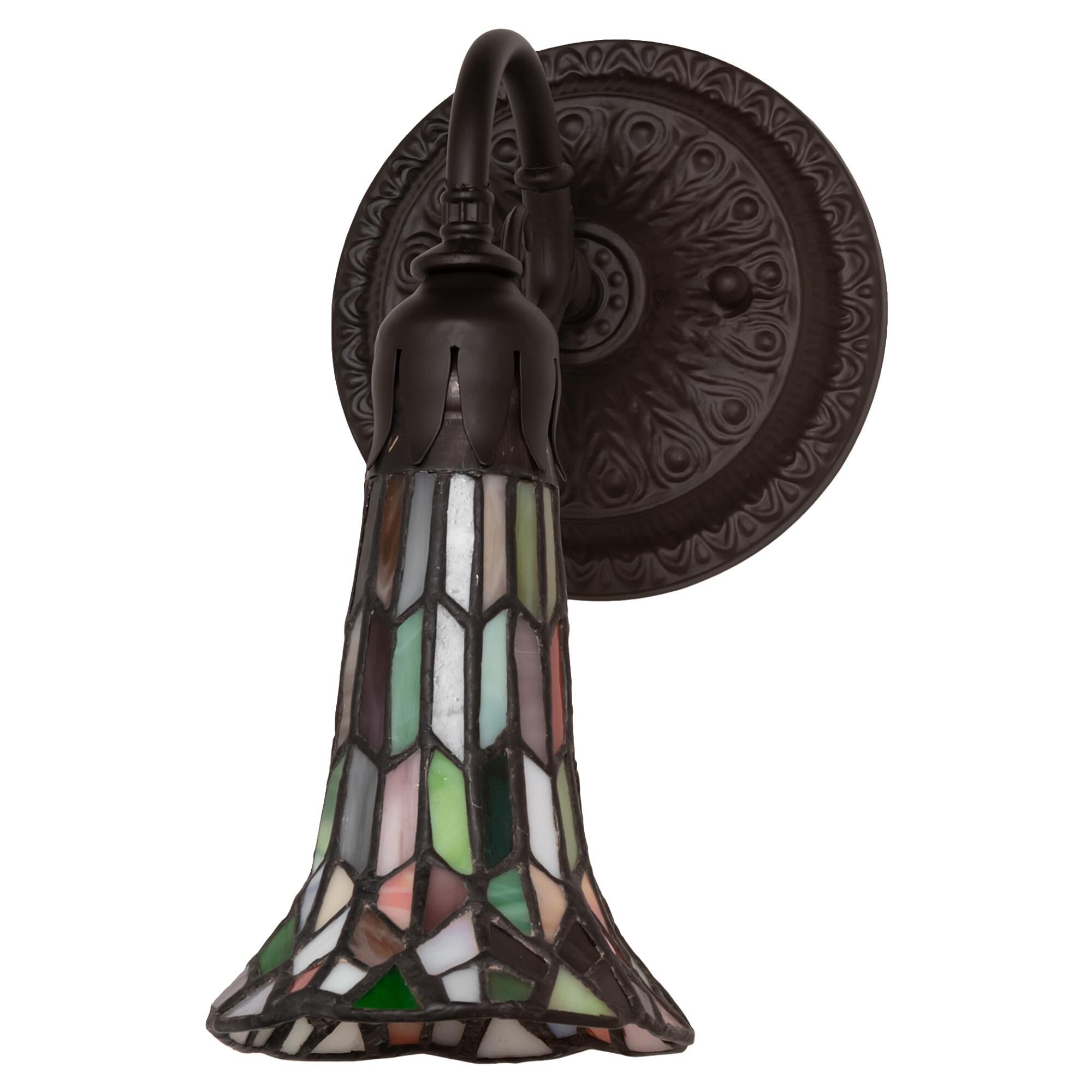 Shown in Oil Rubbed Bronze finish and Ruby;Green;Blue;White glass