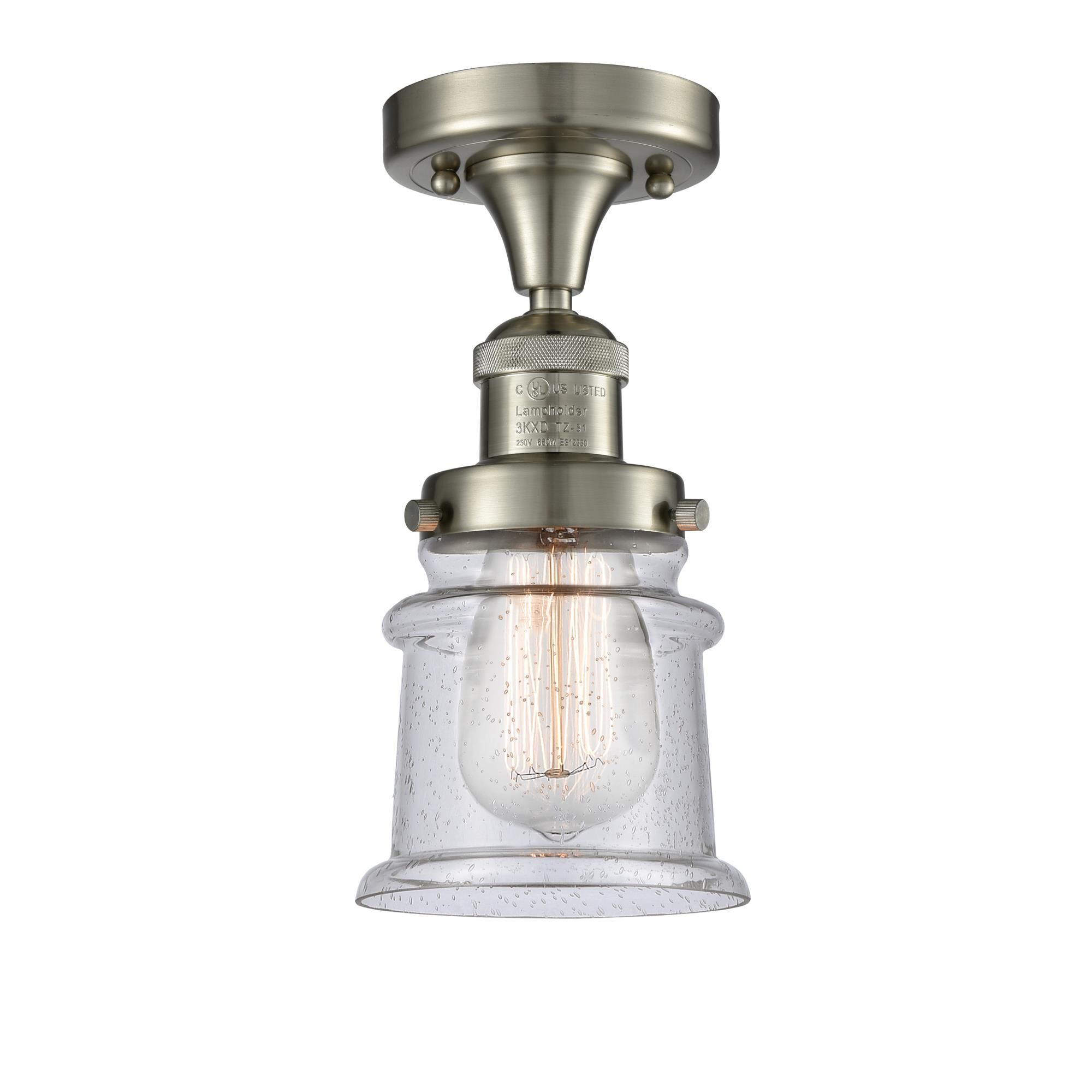 Shown in Brushed Satin Nickel finish and Seedy glass