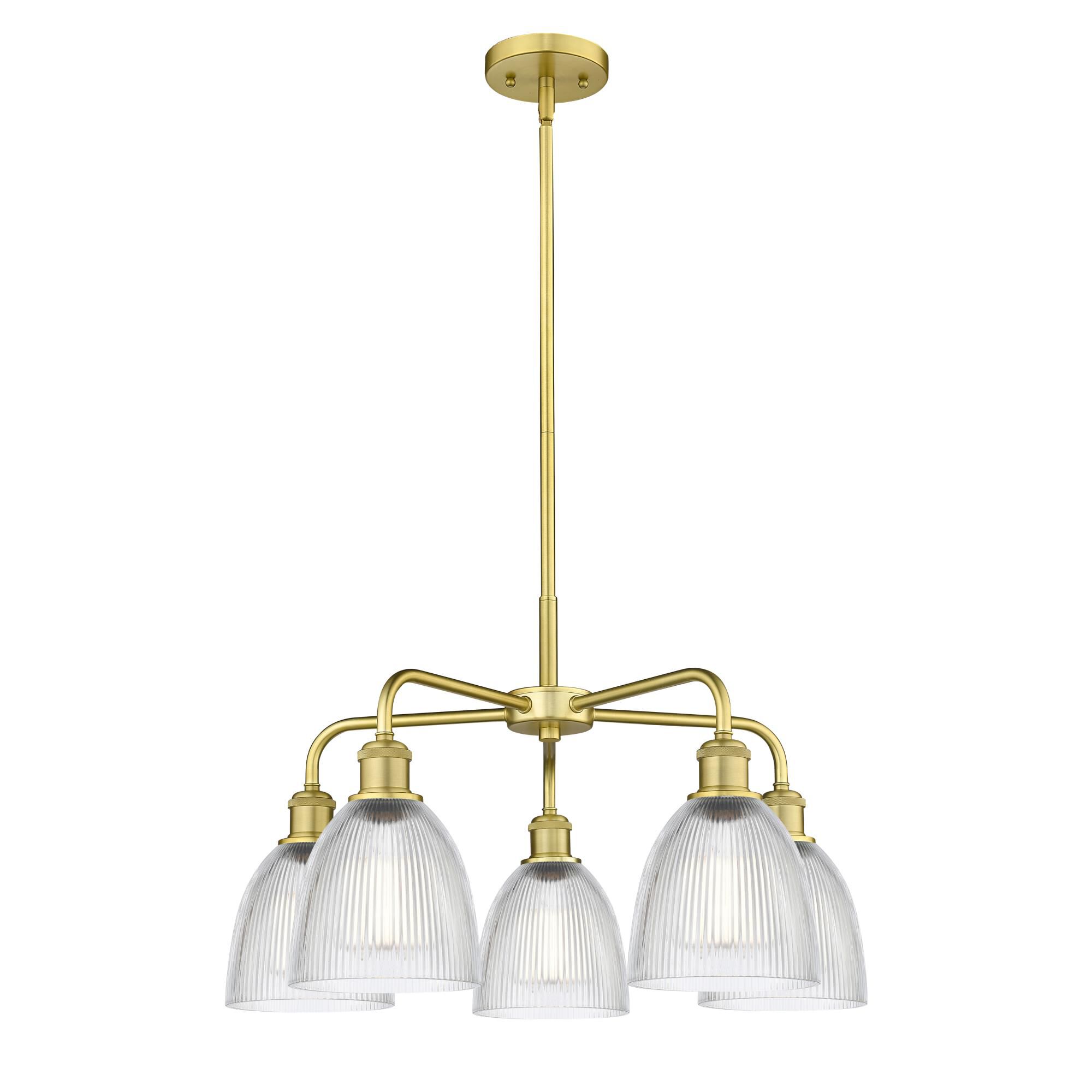 Shown in Satin Gold finish and Clear glass