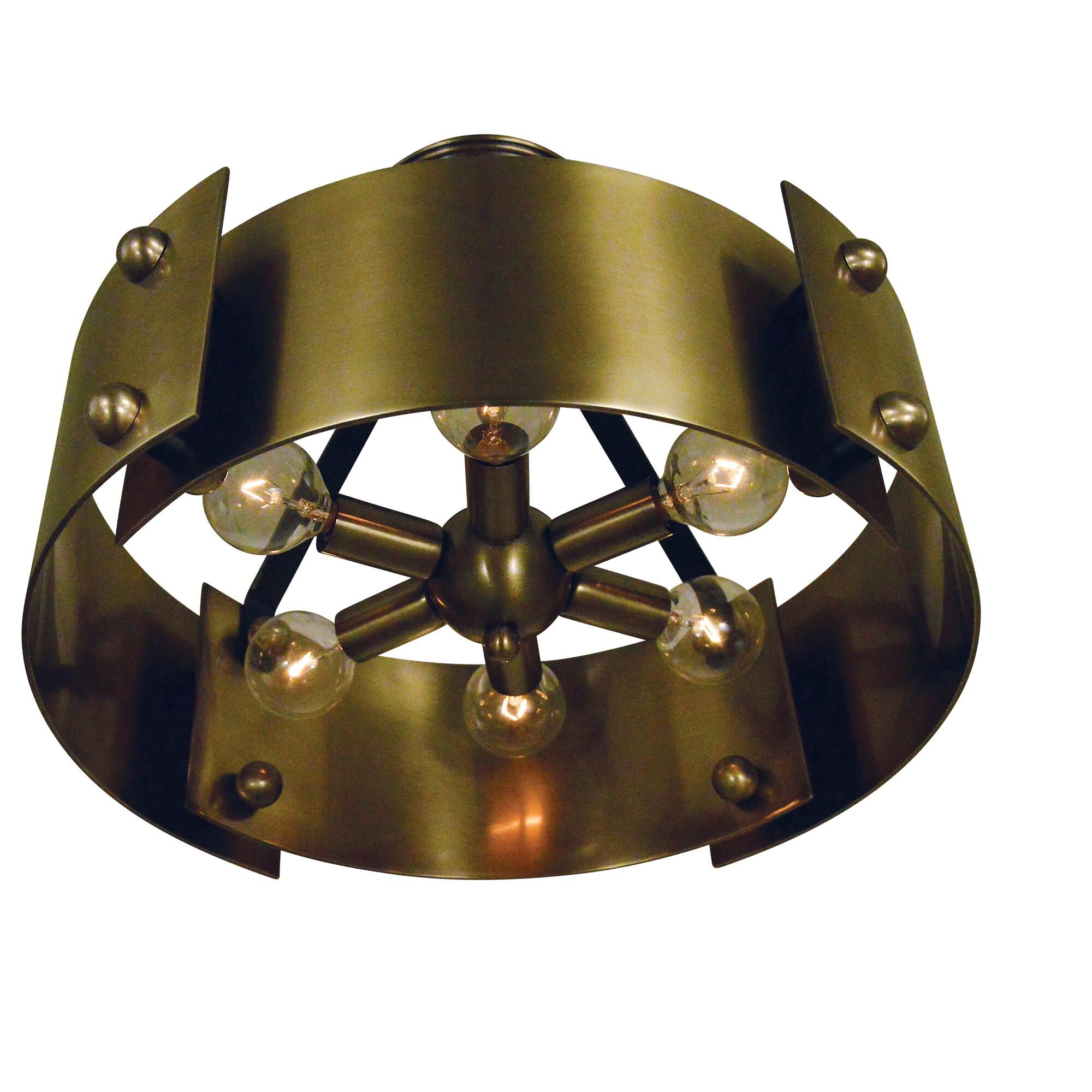 Shown in Antique Brass with Matte Black Accents finish