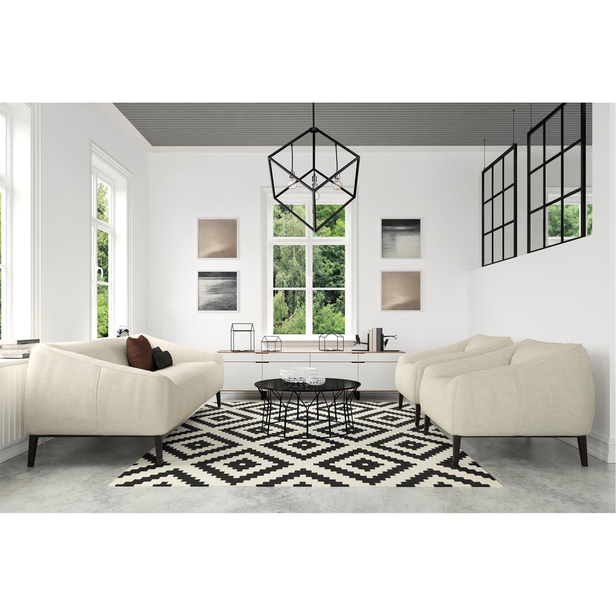 Shown in Matte Black + Brushed Nickel finish and --- glass and --- shade