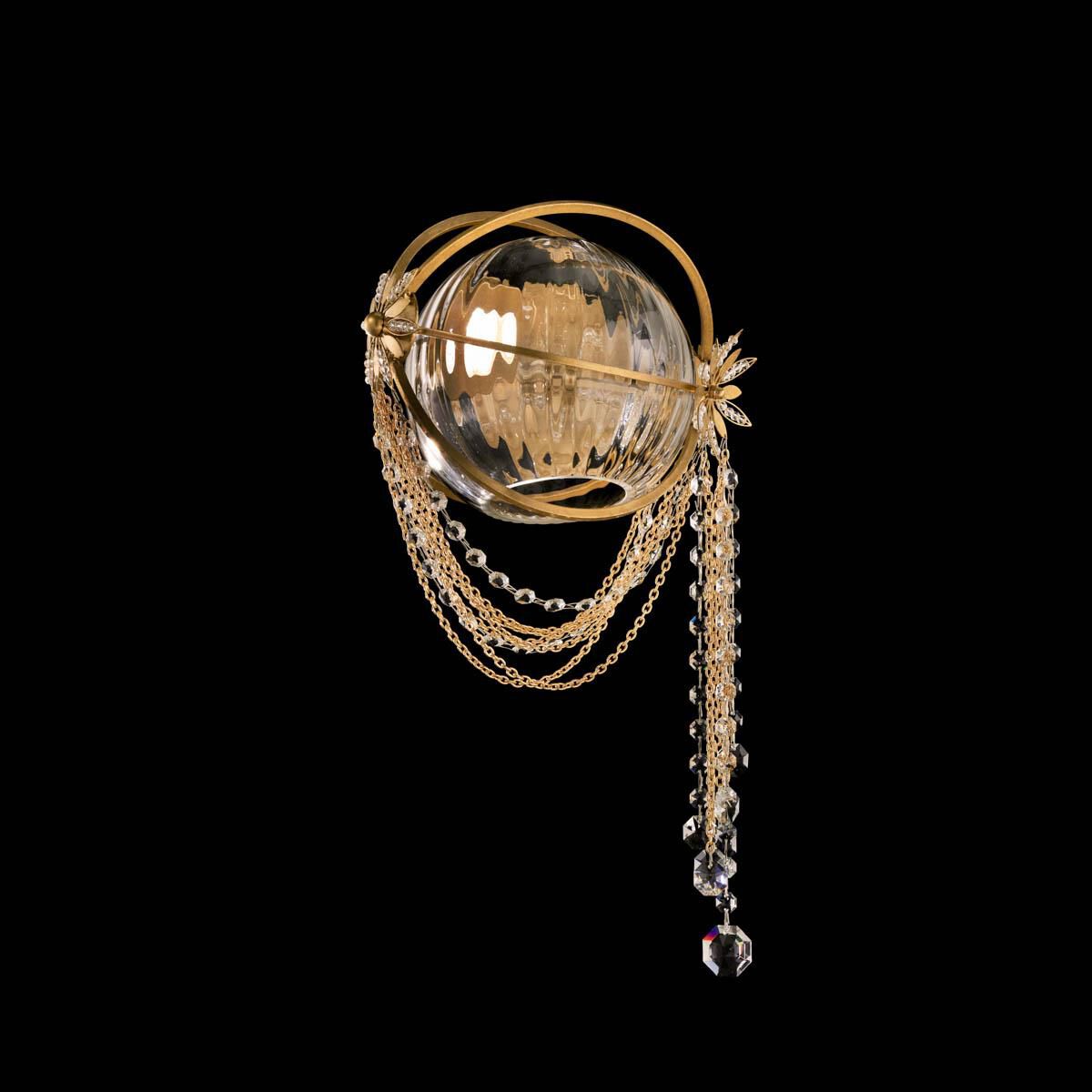 Shown in Heirloom Gold finish and Radiance crystal and Crystal glass