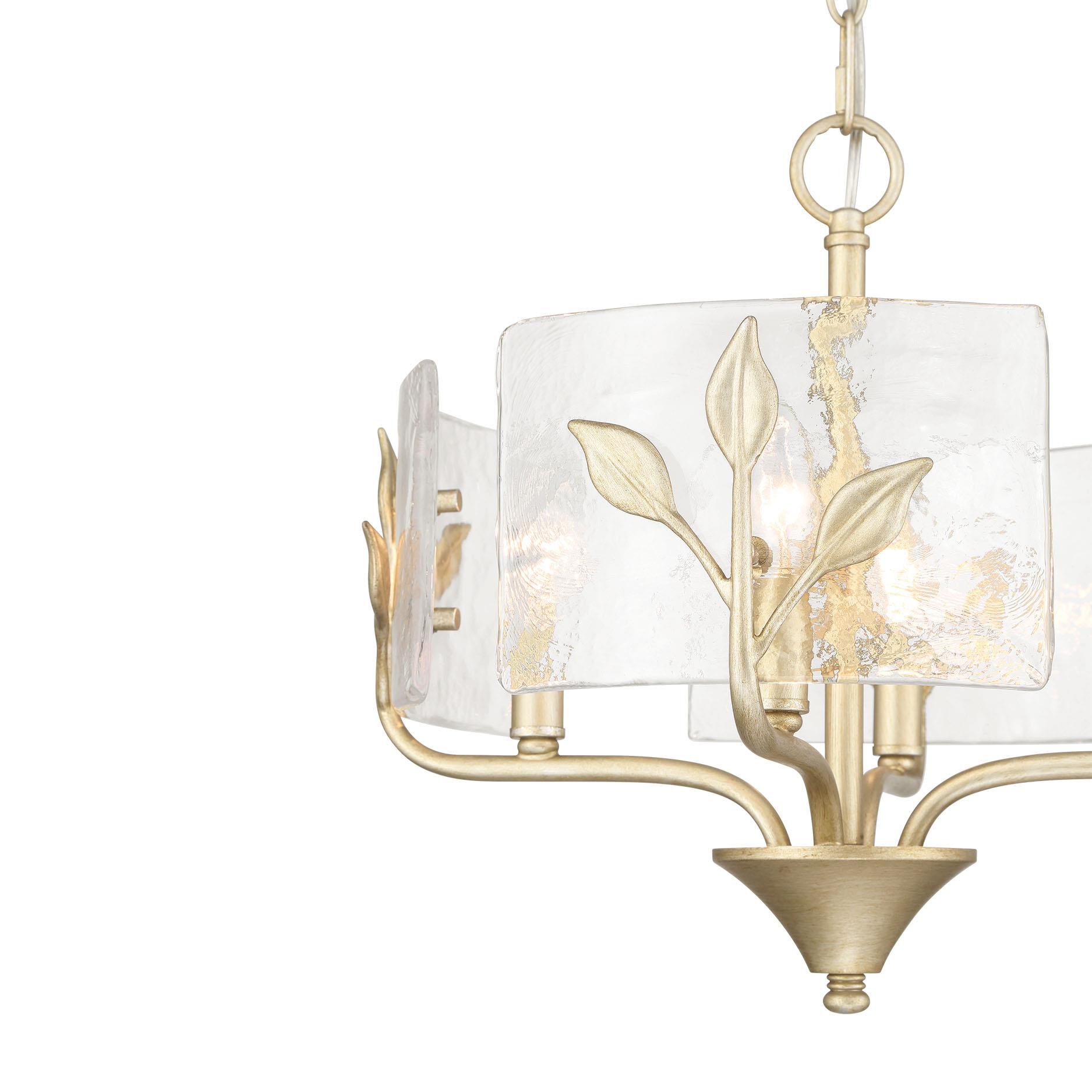 Shown in White Gold finish and Clear glass