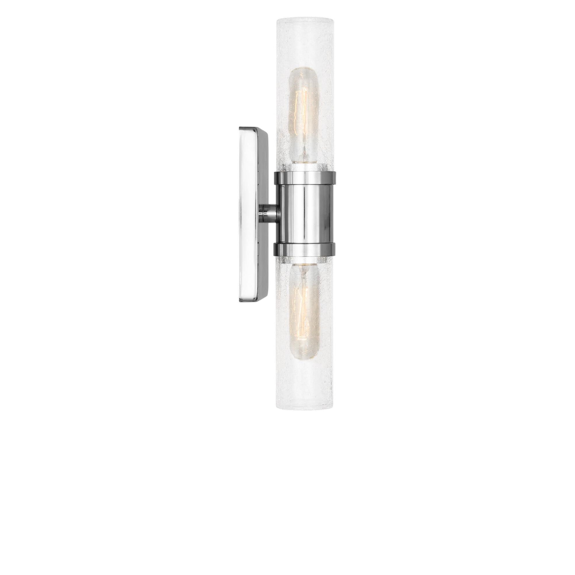 Shown in Chrome finish and Crackle  glass