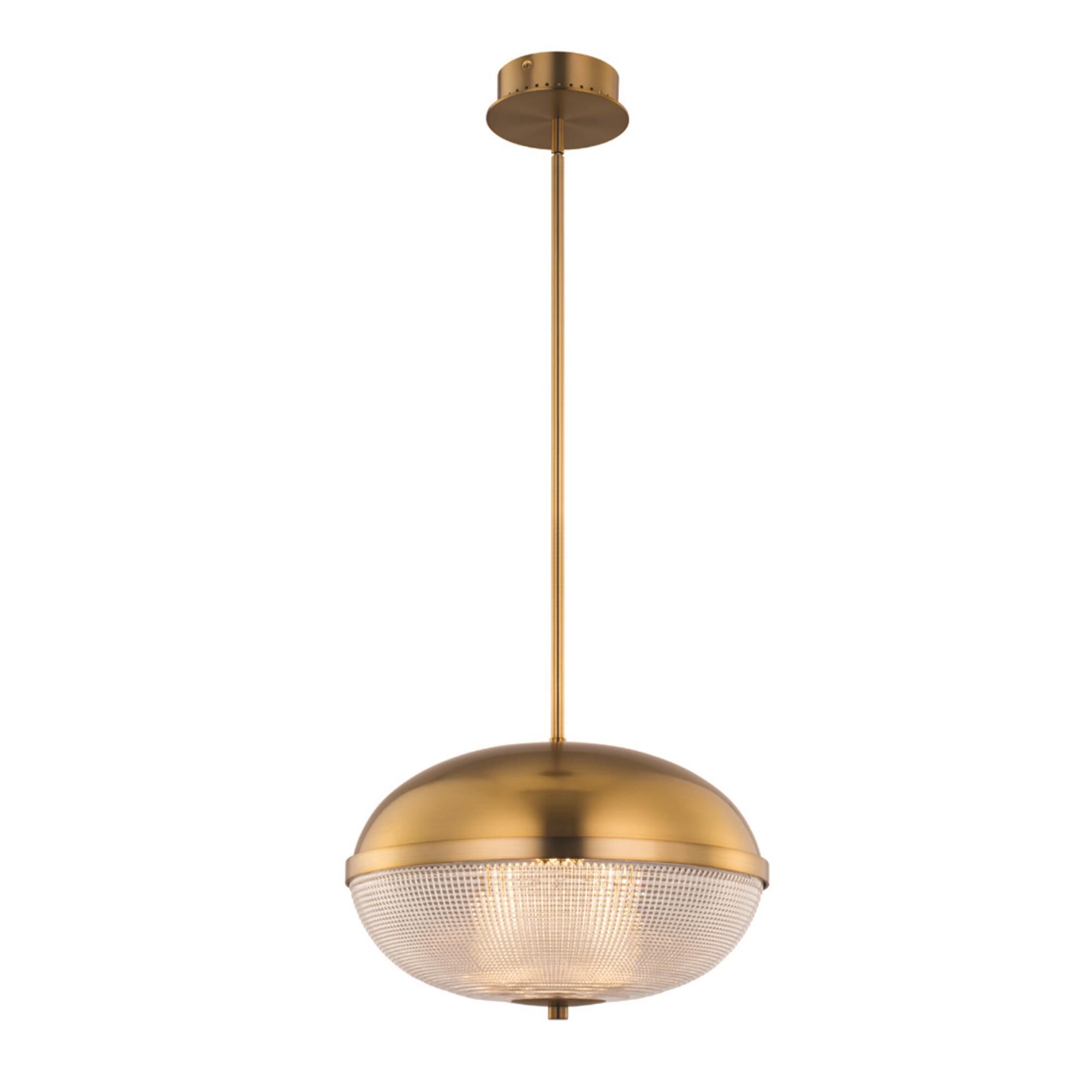 Shown in Winter Brass finish and Clear Criss Cross glass