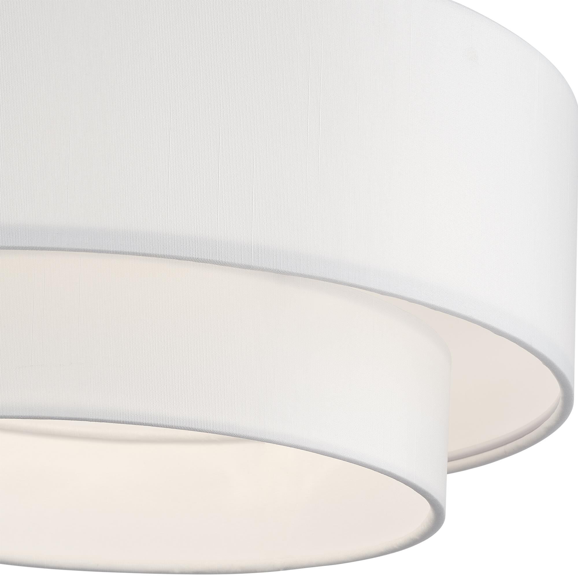 Shown in Brushed Nickel finish and Hand Crafted Off-White Fabric Hardbacks with White Fabric Inside shade