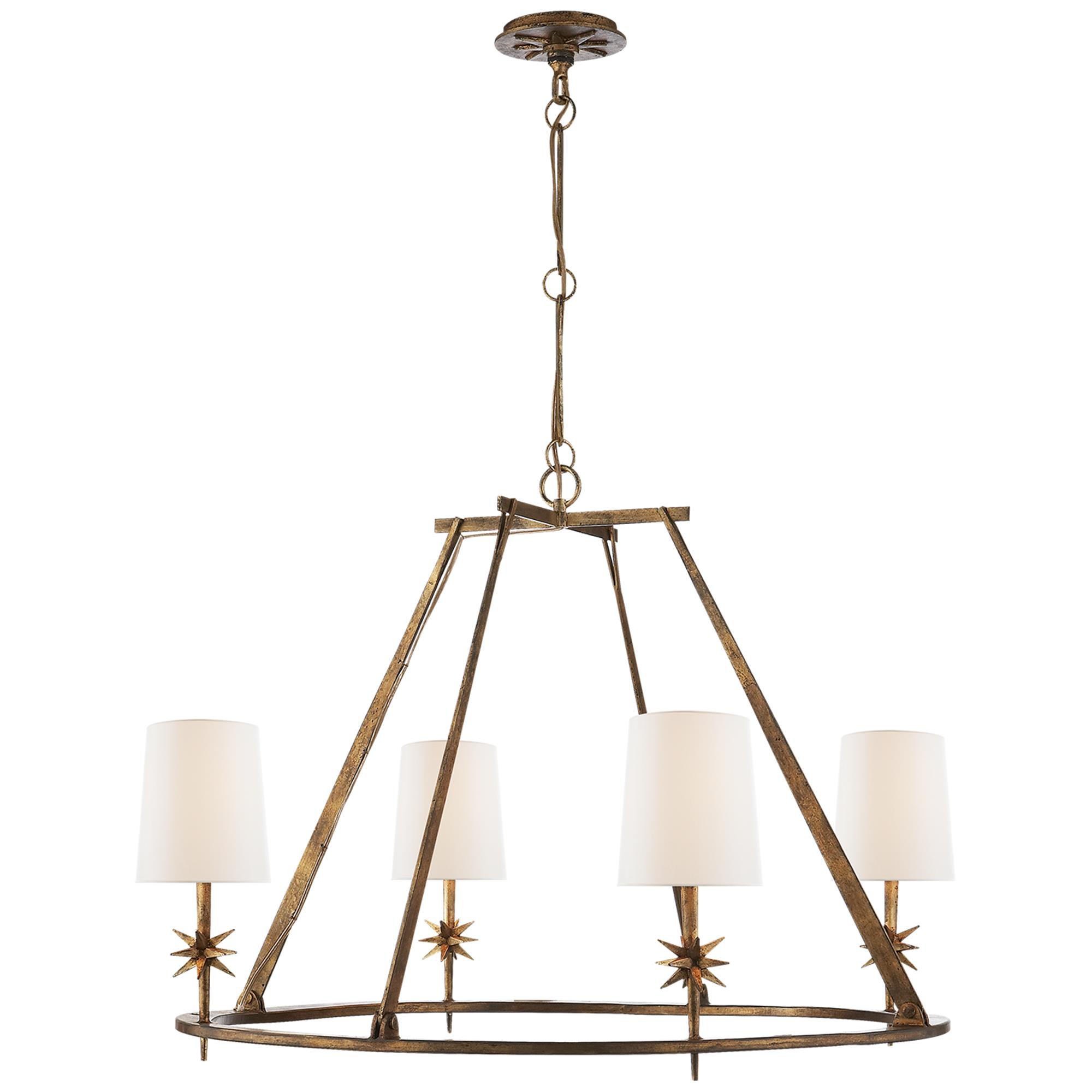 Shown in Gilded Iron finish and Linen shade