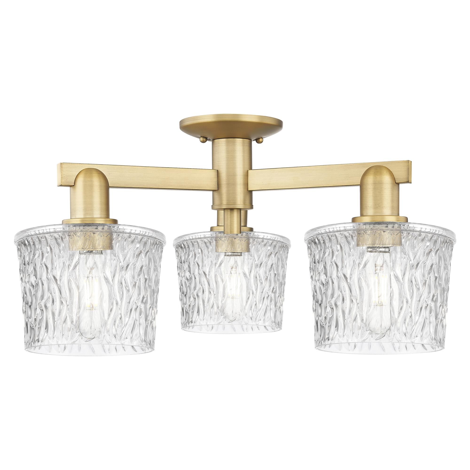 Shown in Brushed Brass finish and Clear glass