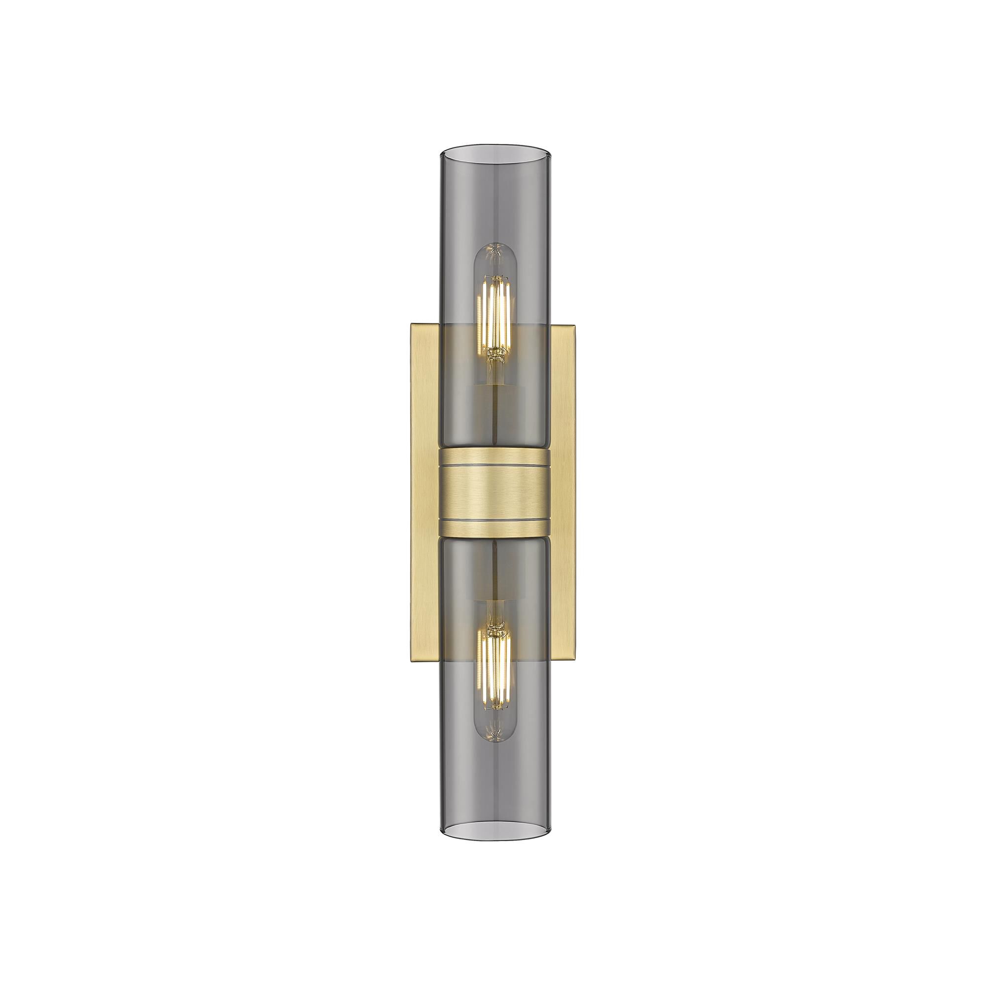 Shown in Brushed Brass finish and Plated Smoke glass