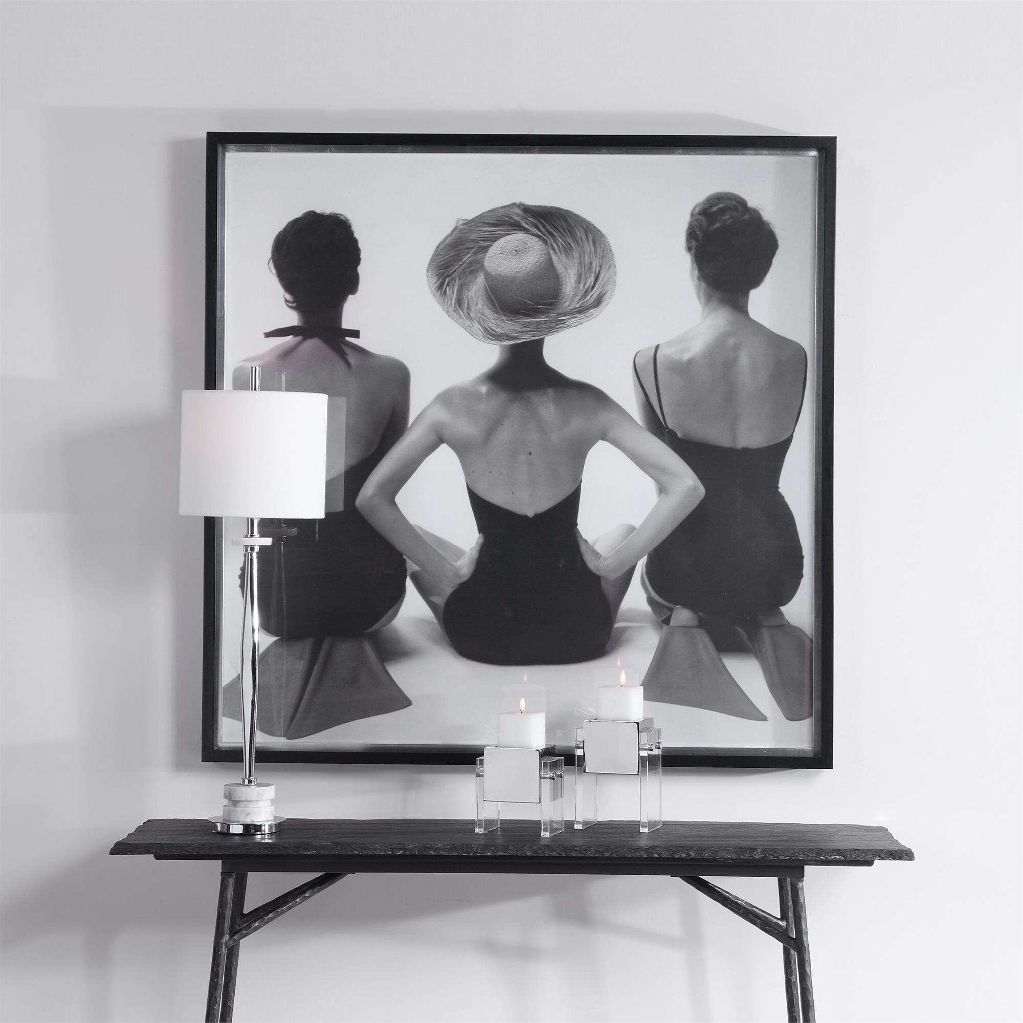 Shown in Matte Black Frame With Silver Inner Liner, Under Glass, Black And White, Vintage finish