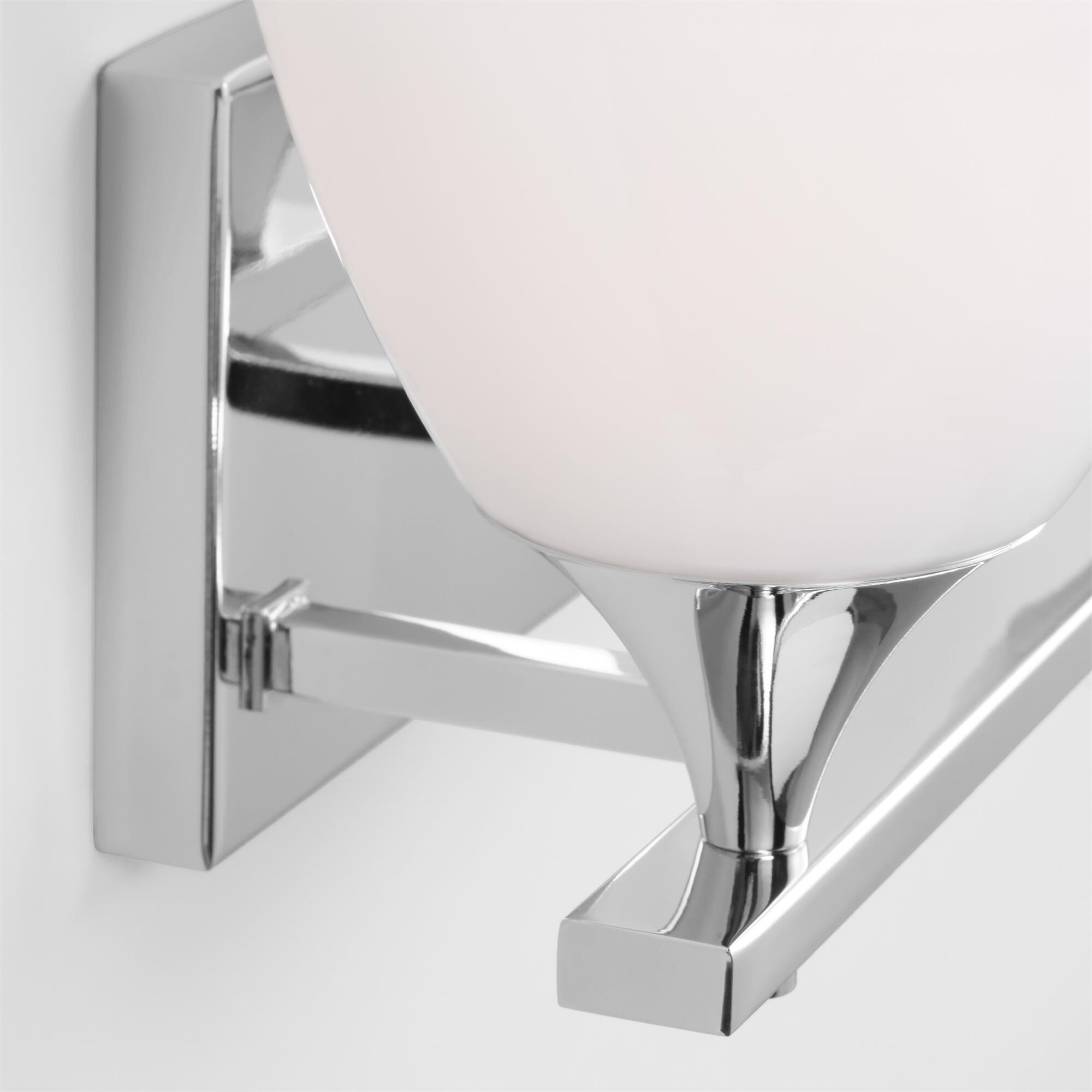 Shown in Chrome finish and Milk Glass s shade