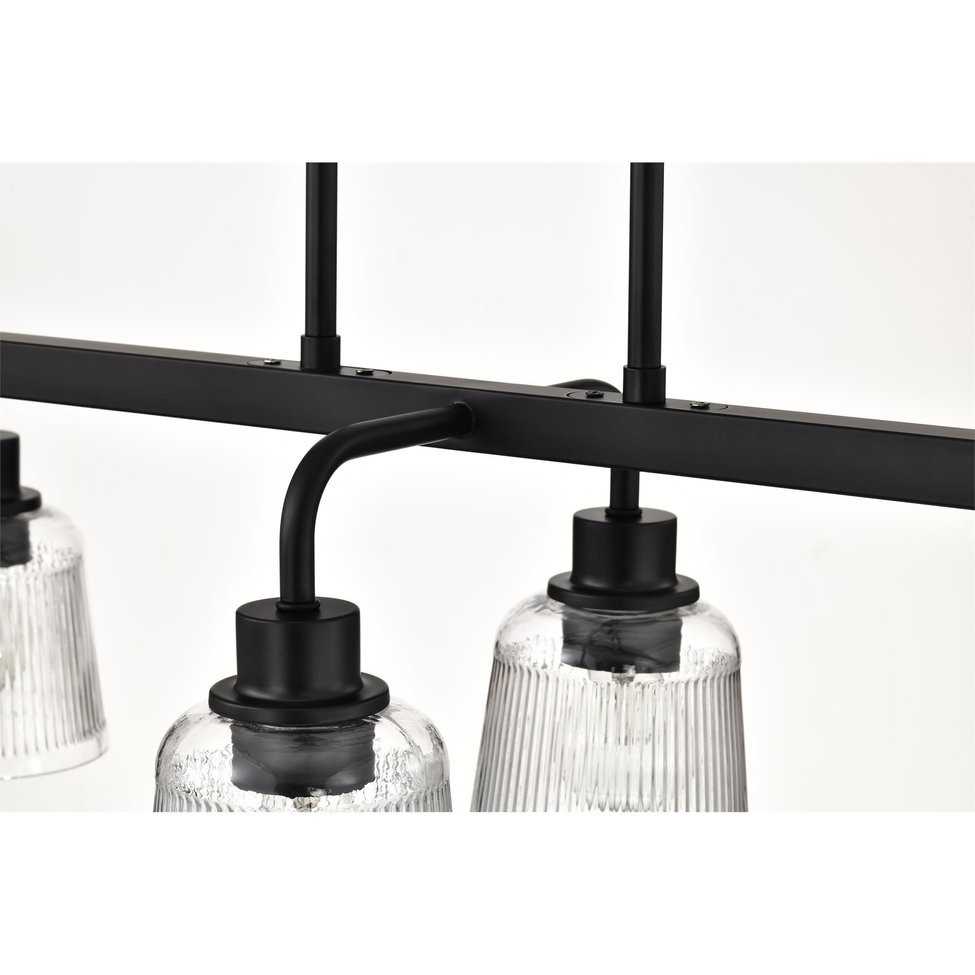 Shown in Matte Black finish and Clear Ribbed glass