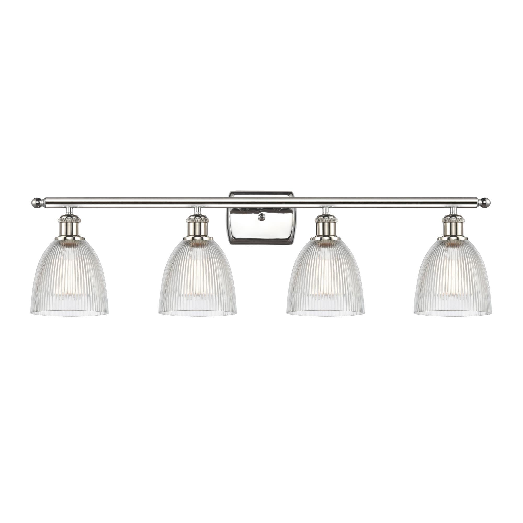 Shown in Polished Nickel finish and Clear Castile glass