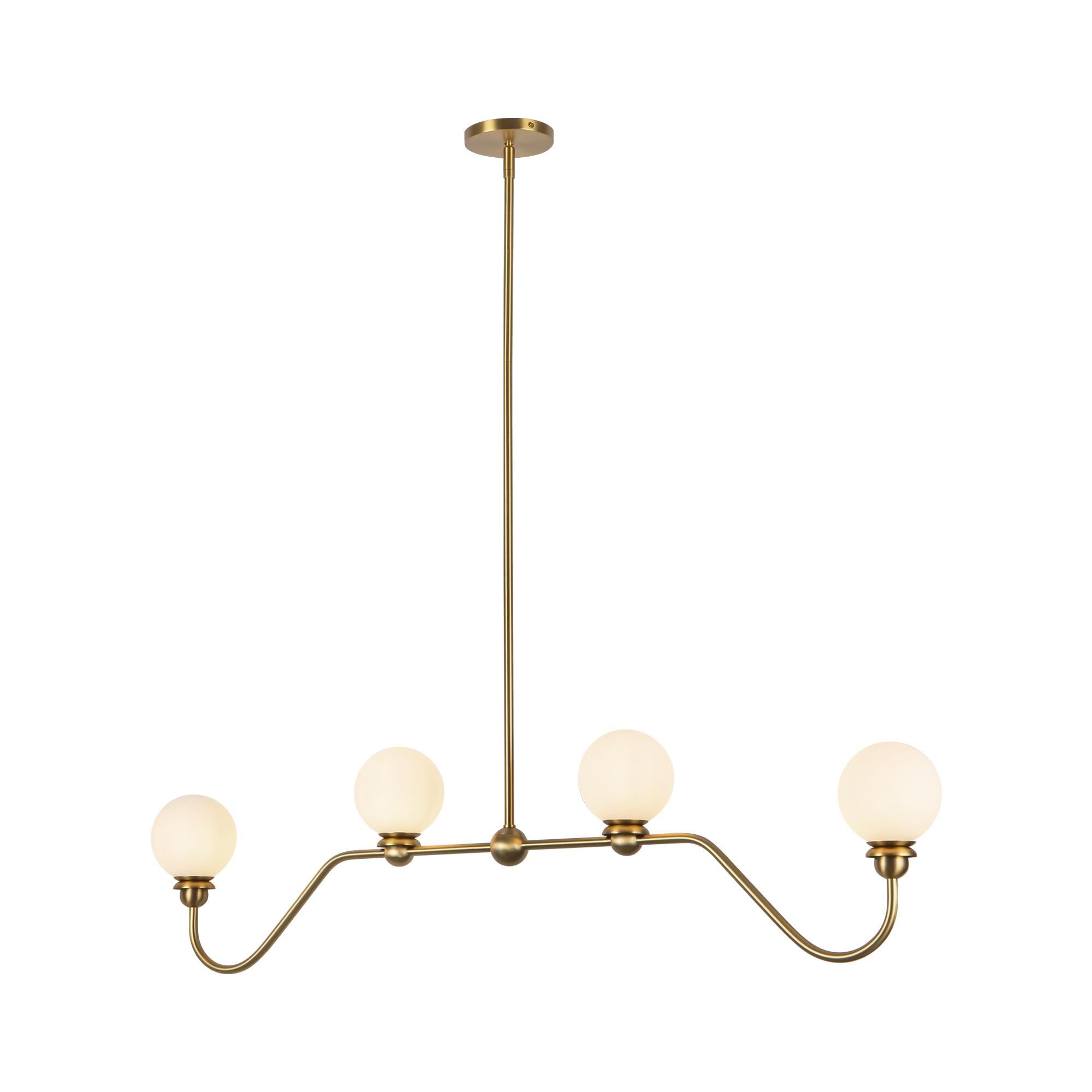 Shown in Brushed Gold finish and Matte Opal glass