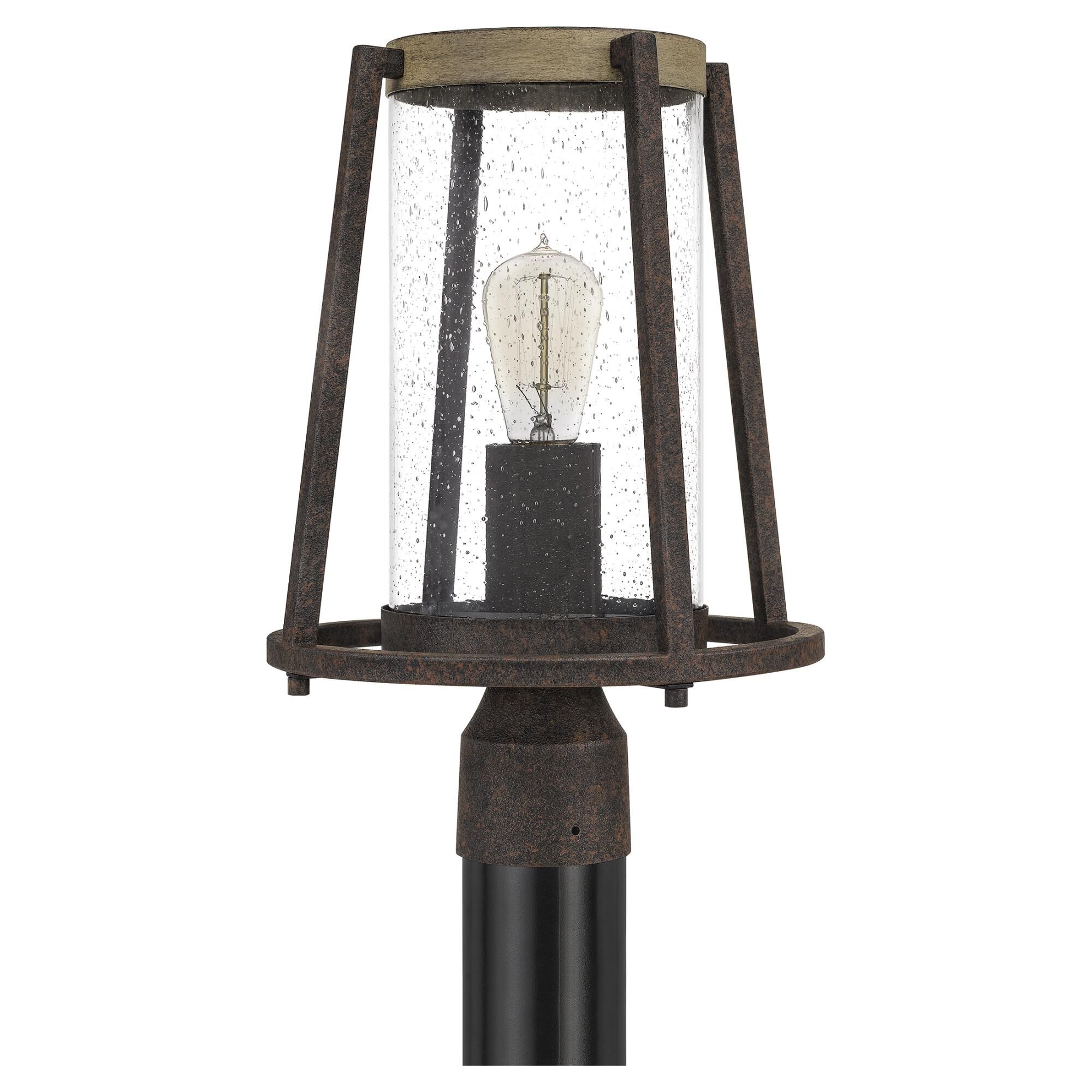Shown in Rustic Black finish and Clear Seeded Glass shade