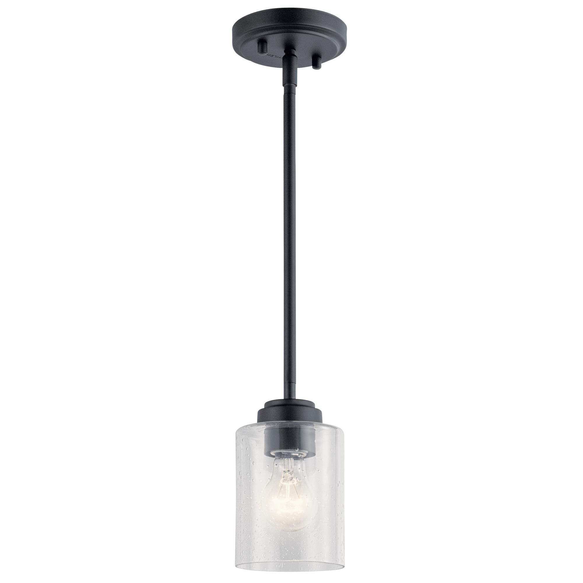 Shown in Black finish and Clear Seeded glass
