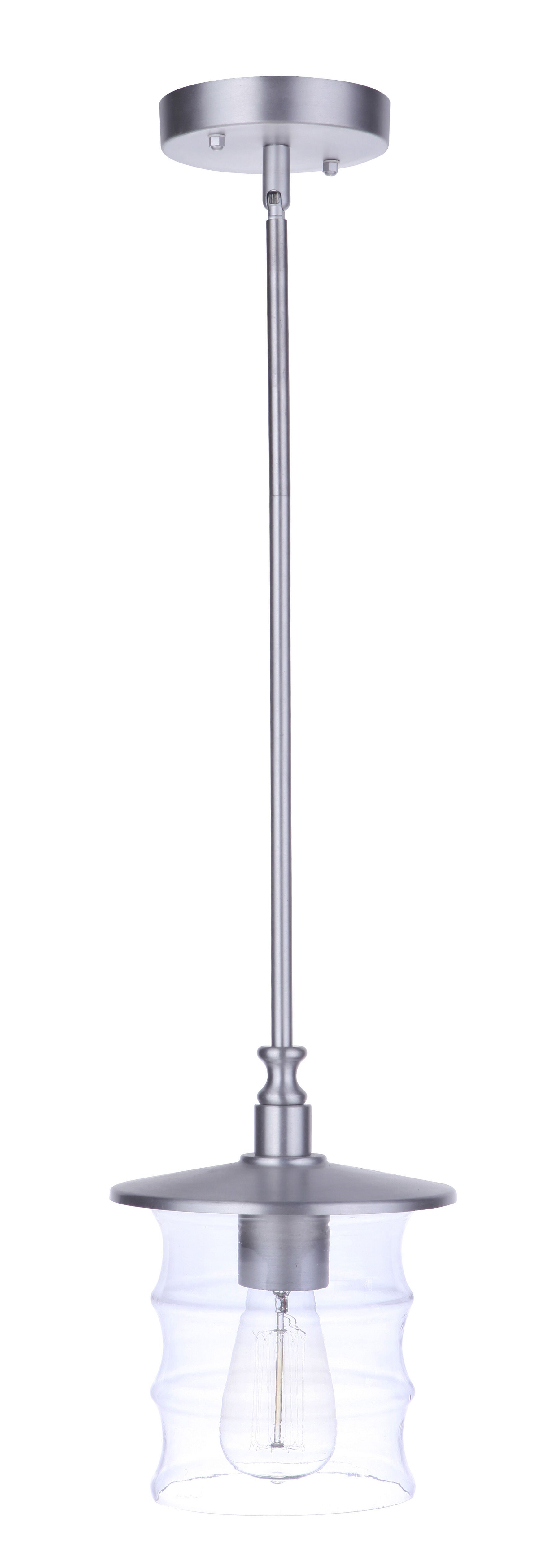 Shown in Satin Aluminum finish and Clear glass and Glass shade