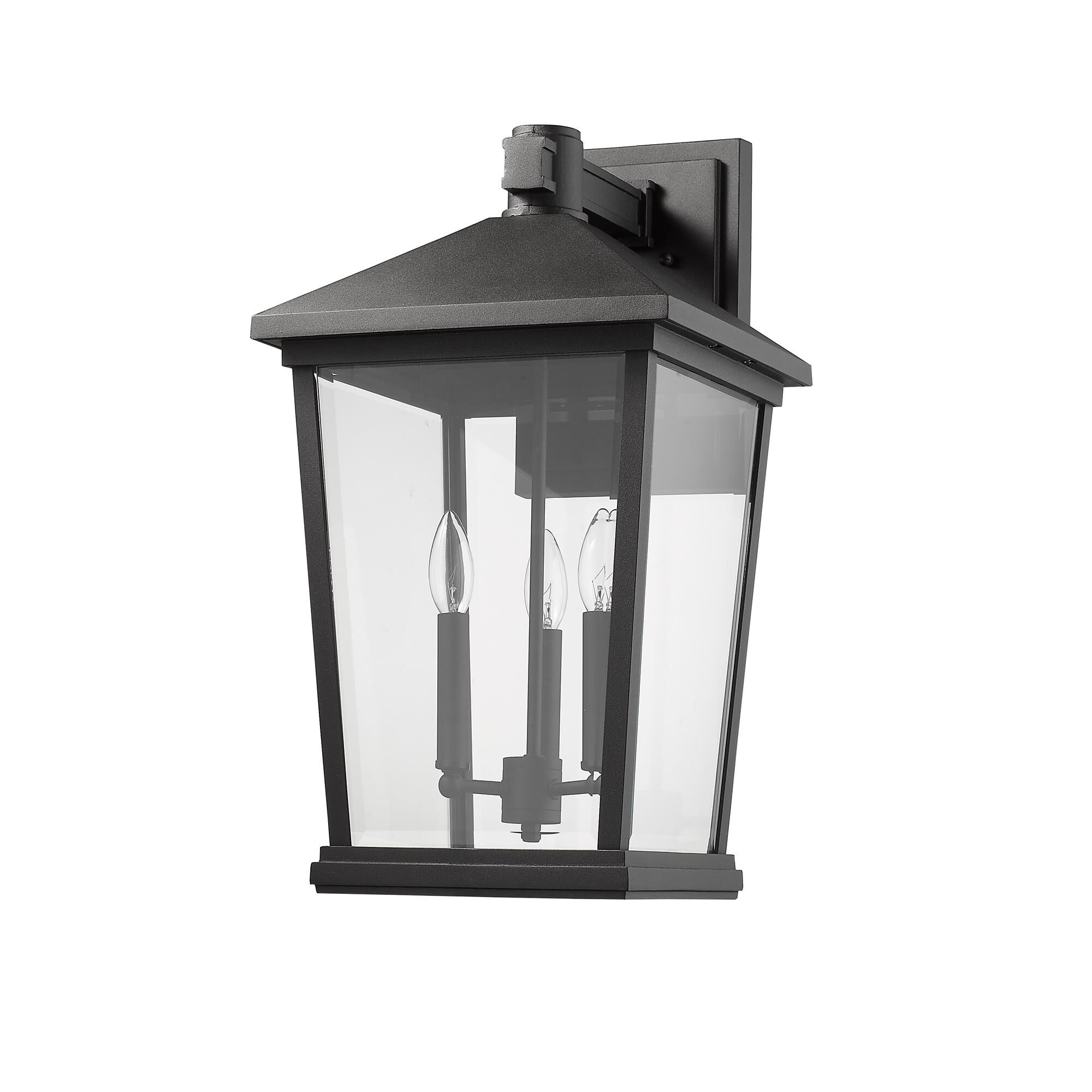 Shown in Black finish and Glass shade