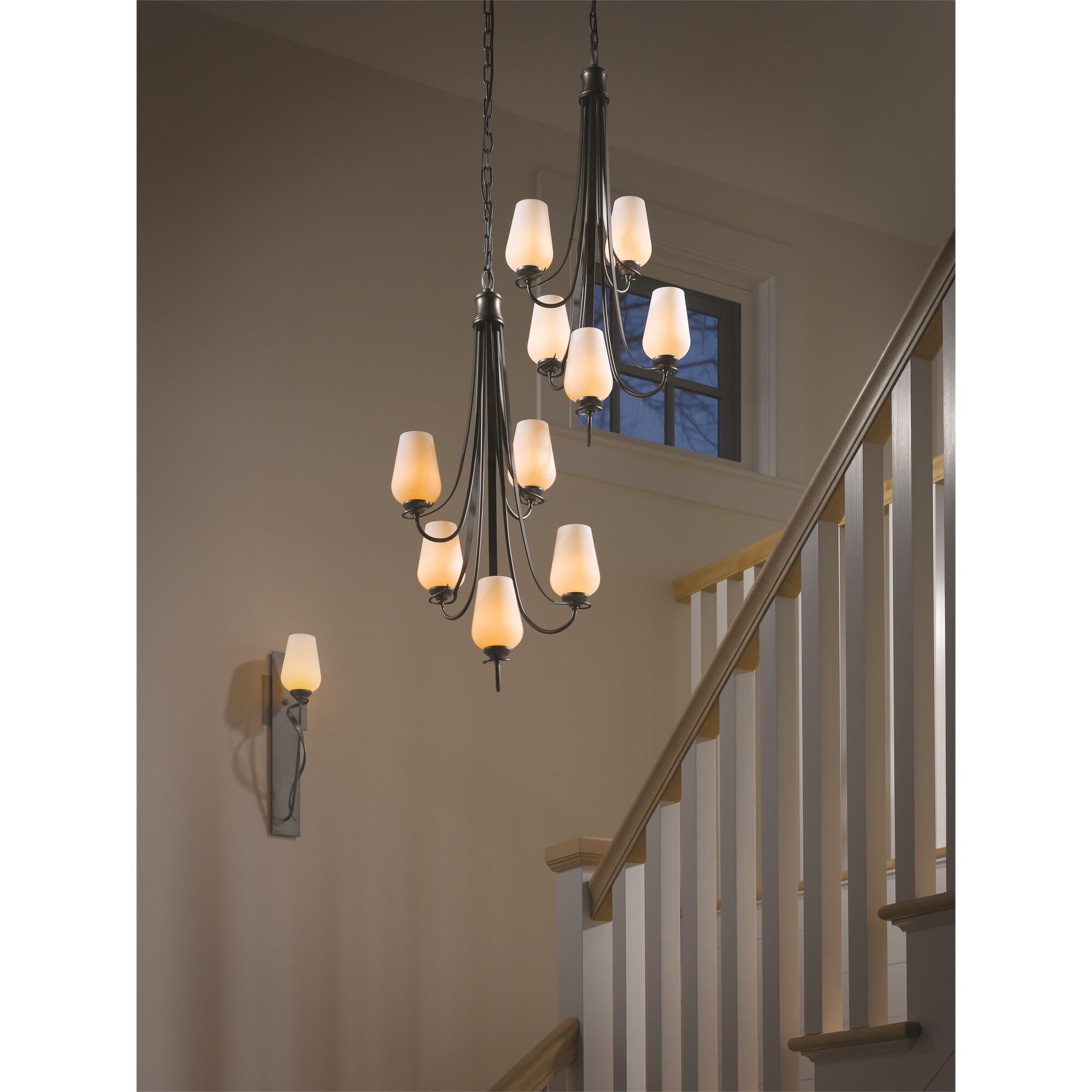 Shown in Dark Smoke finish and Opal  glass