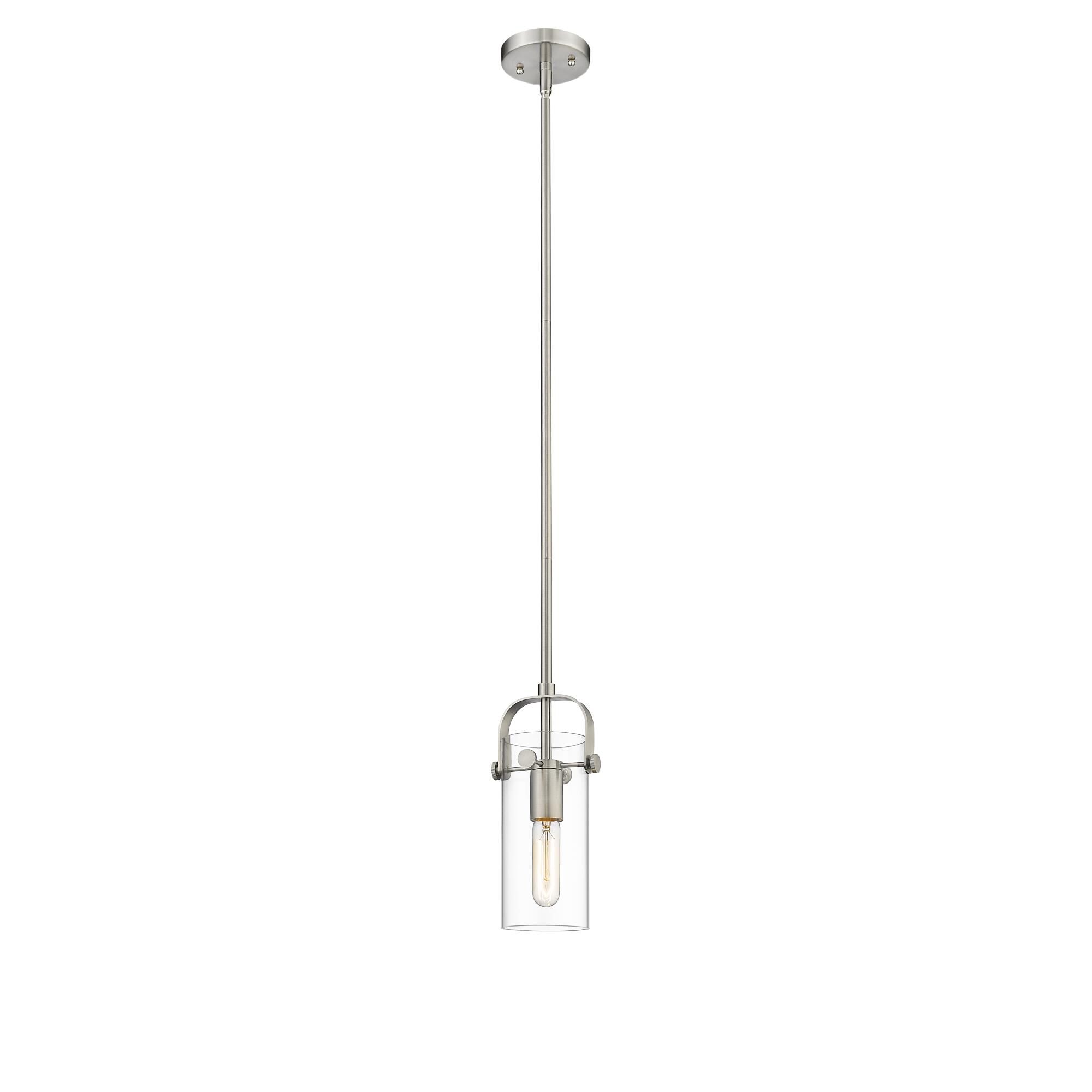 Shown in Satin Nickel finish and Clear glass and Clear Glass shade