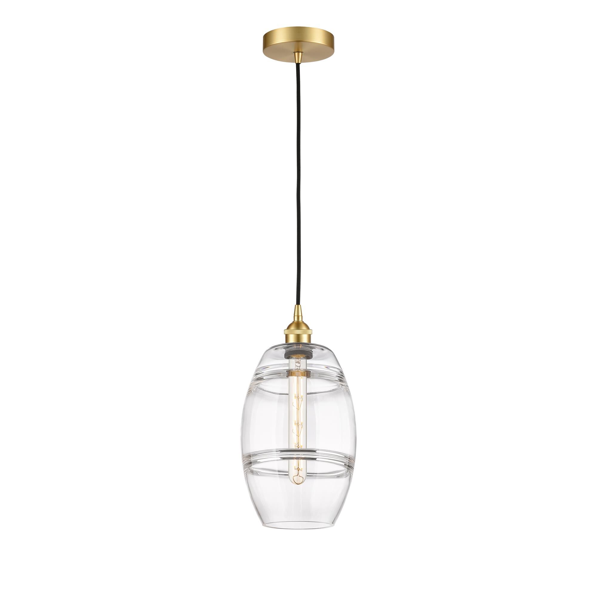 Shown in Satin Gold finish and Clear glass
