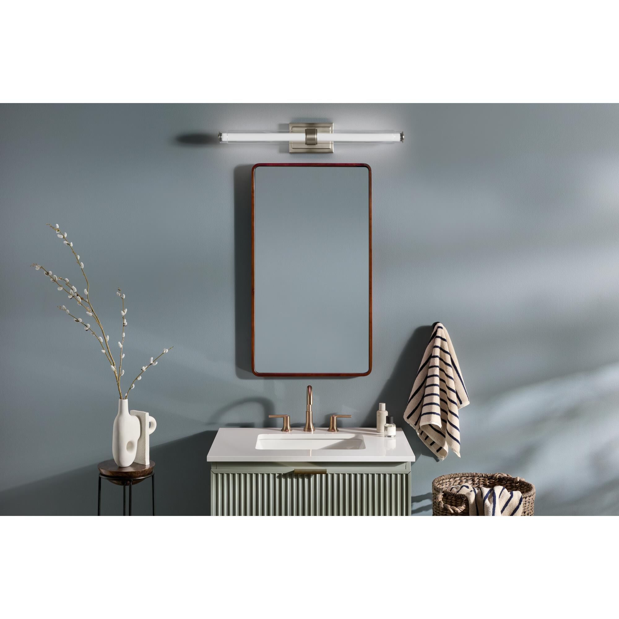 Shown in Polished Nickel finish and Clear Fluted glass