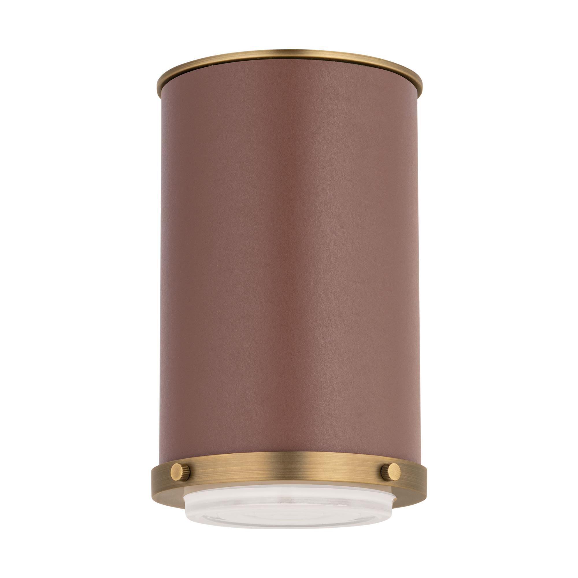 Shown in Time Worn Brass finish and Silk Screen White Inside Clear Outside glass