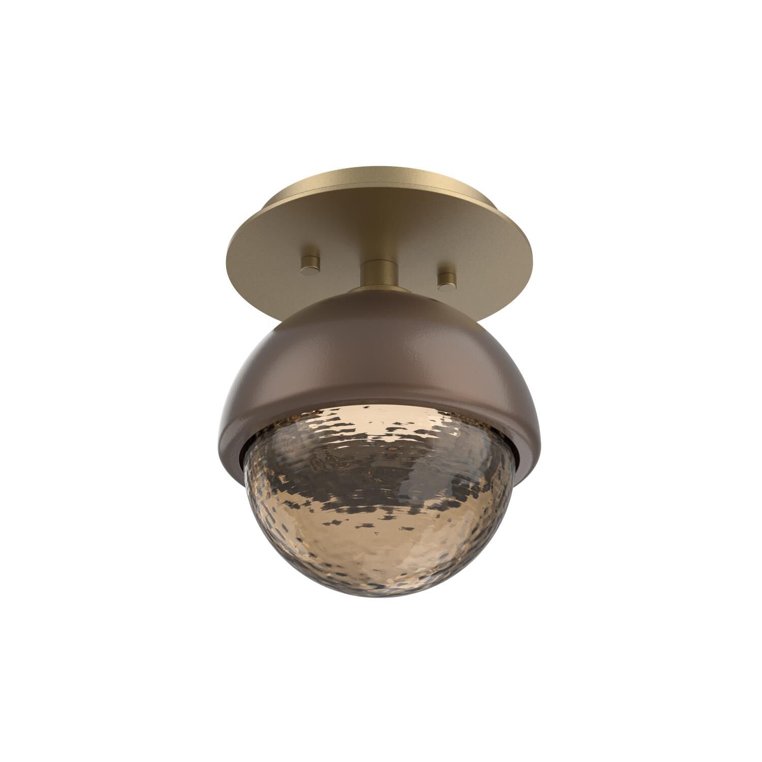Shown in Gilded Brass finish and Bronze glass and Burnished Bronze accent