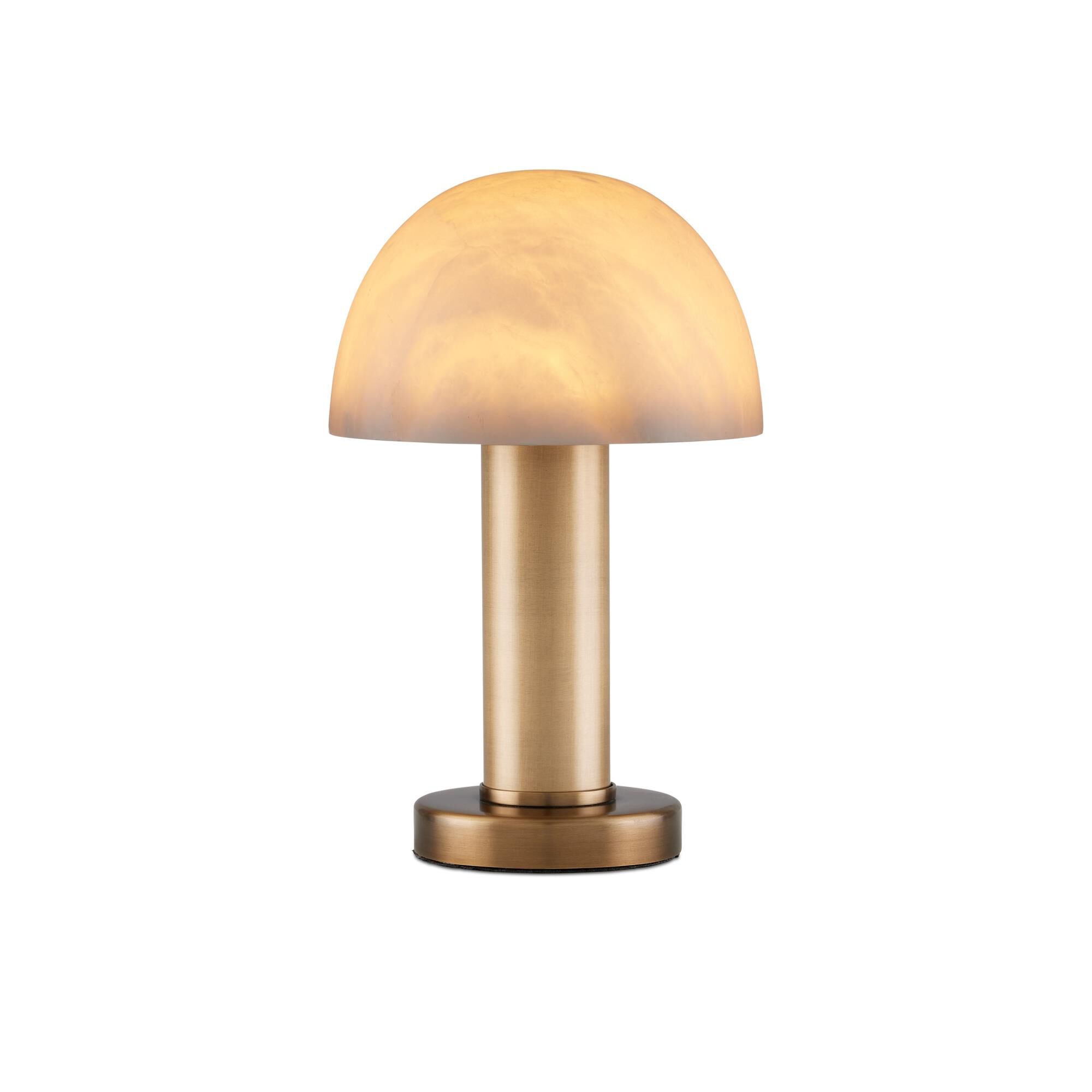 Shown in Natural, Brass finish and White Alabaster shade