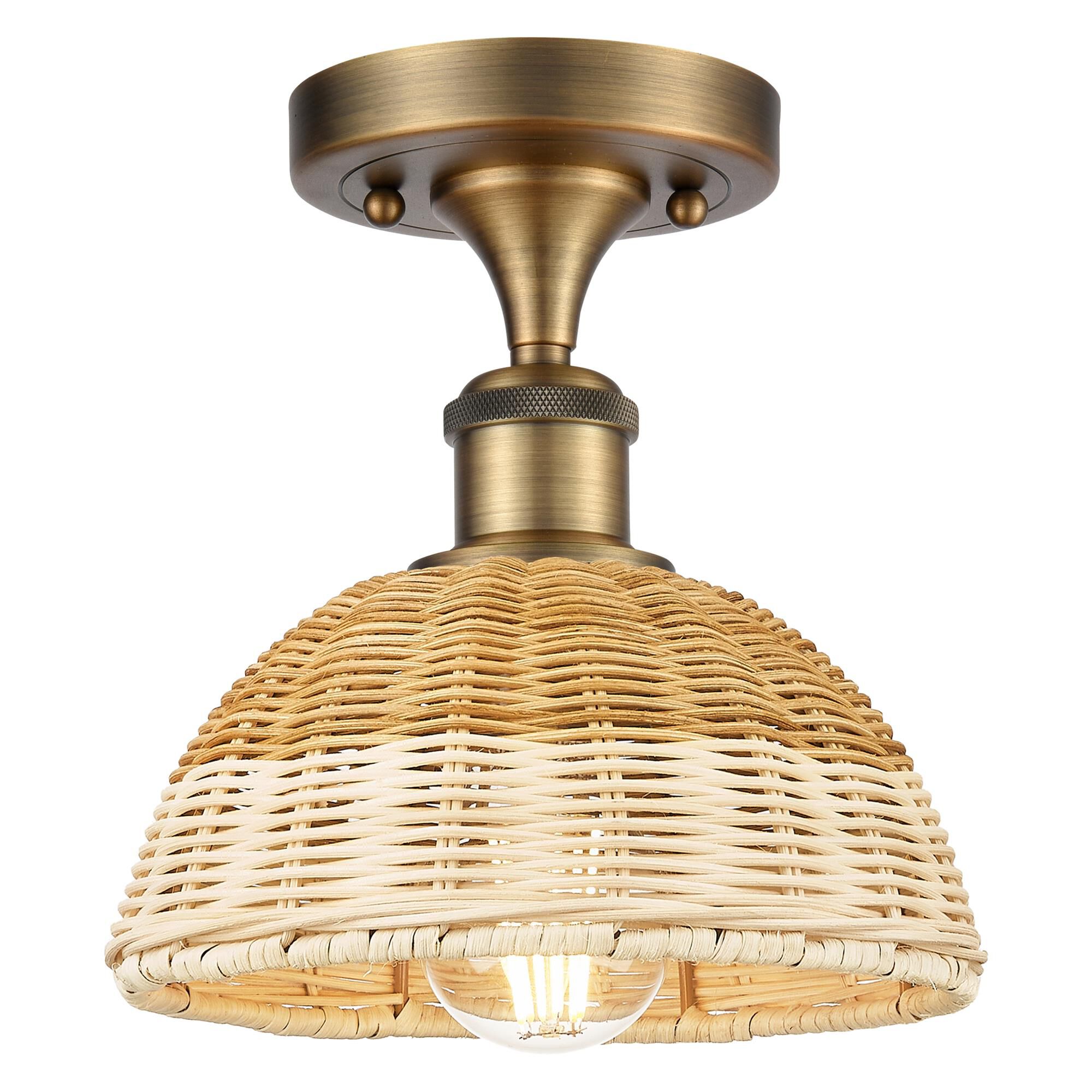Shown in Brushed Brass finish and Natural shade