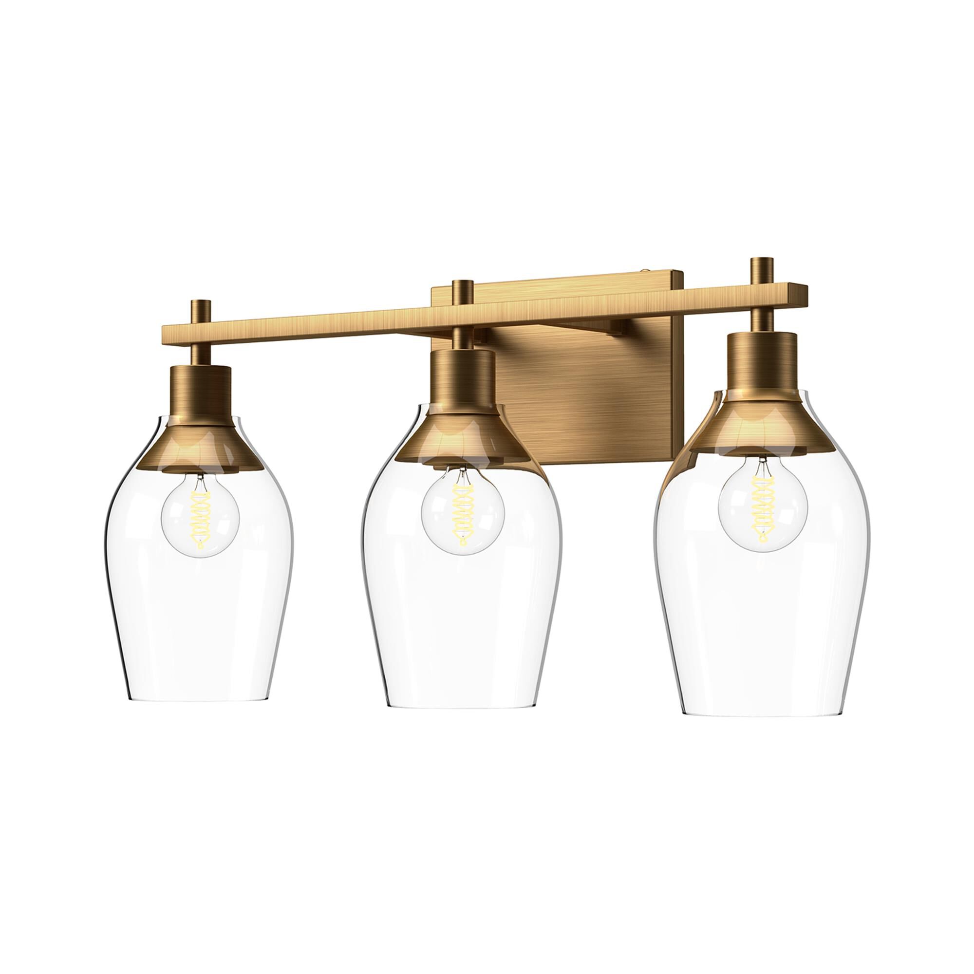 Shown in Aged Gold finish and Clear glass