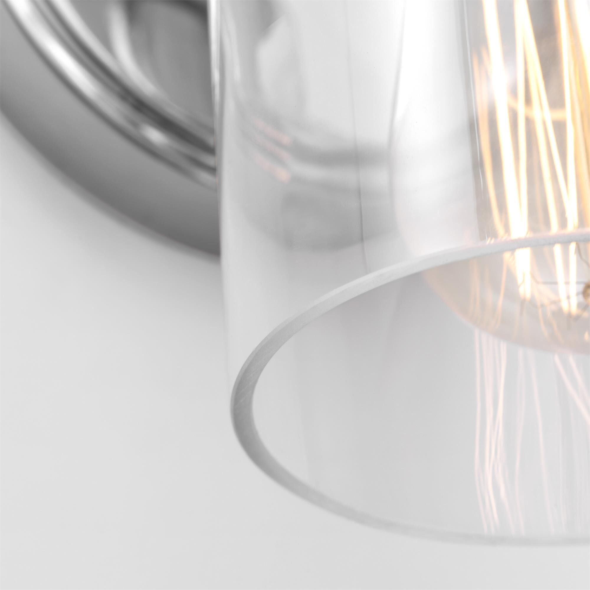 Shown in Chrome finish and Clear Glass shade