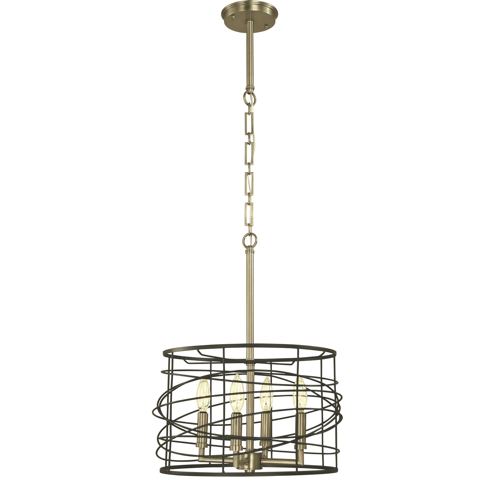 Shown in Brushed Nickel And Matte Black finish and Metal Wire shade