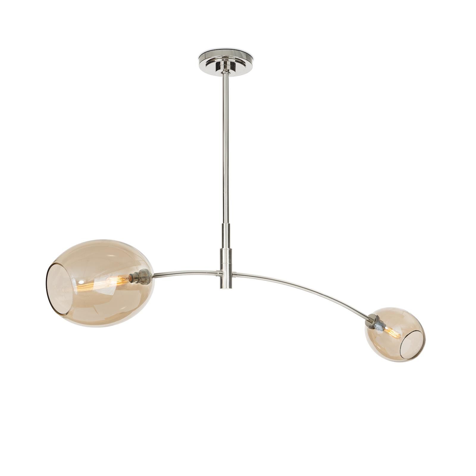 Shown in Polished Nickel finish and Glass shade