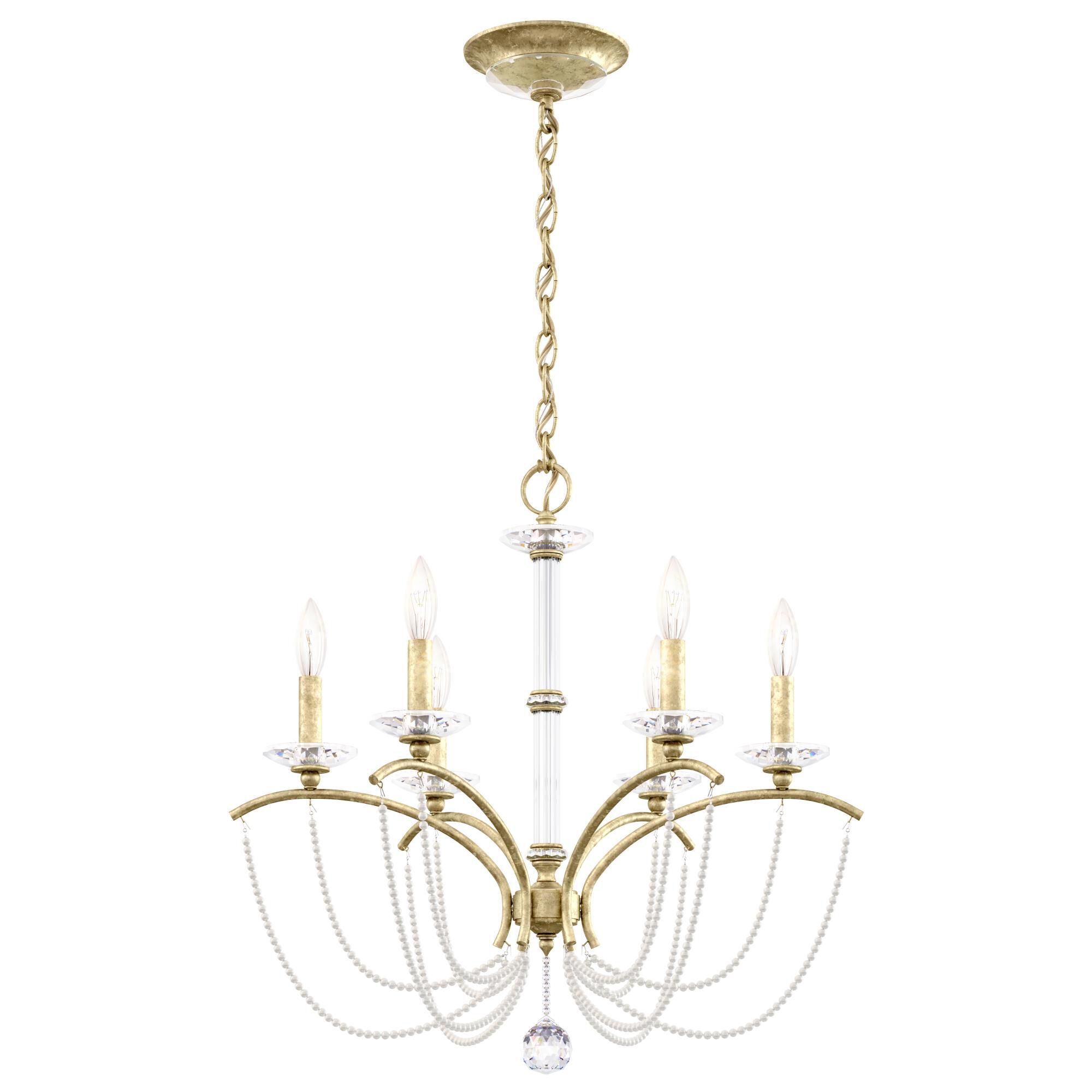 Shown in Heirloom Silver finish and White Pearl crystal