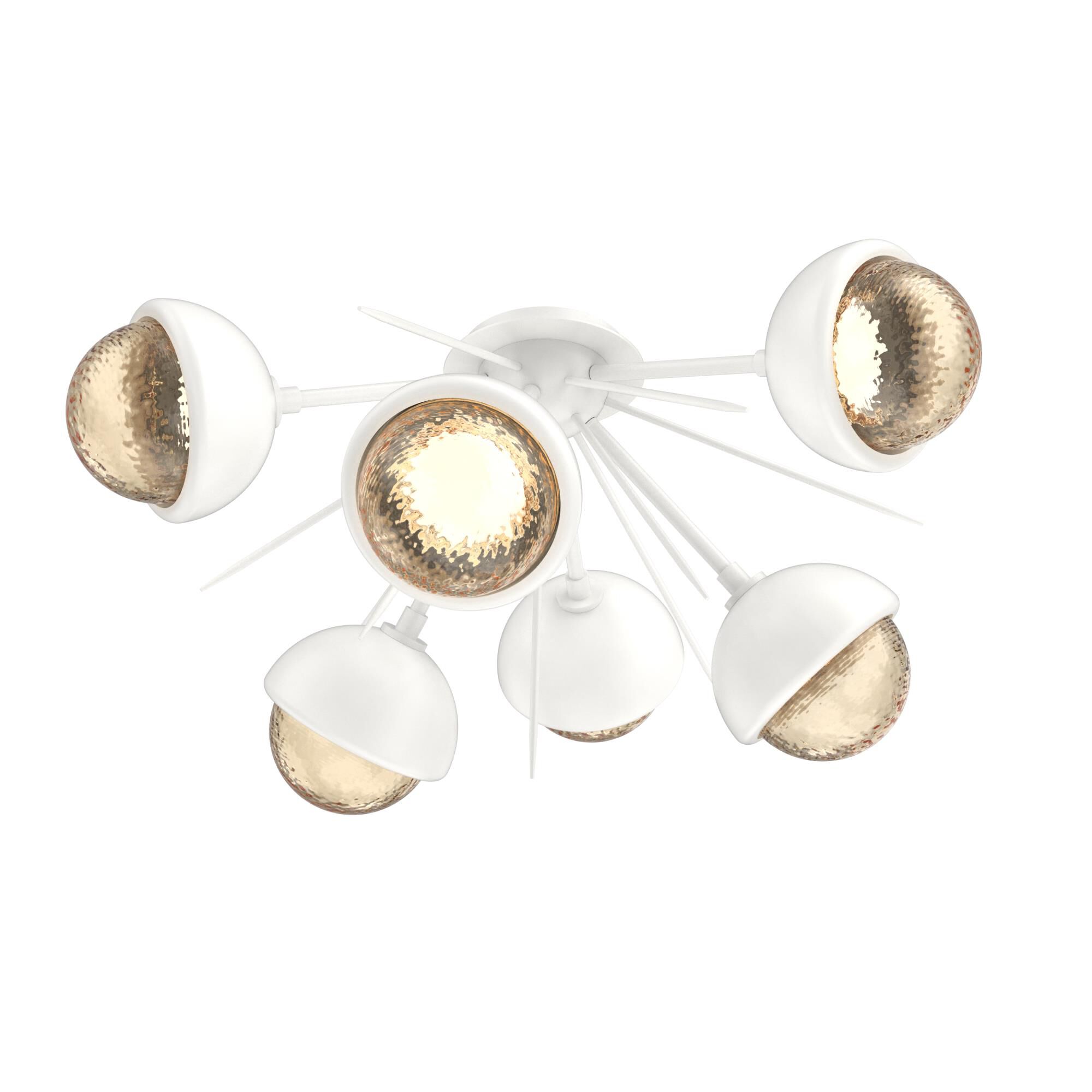 Shown in Salt White finish and Amber glass and Metal Shade Matching Finish accent