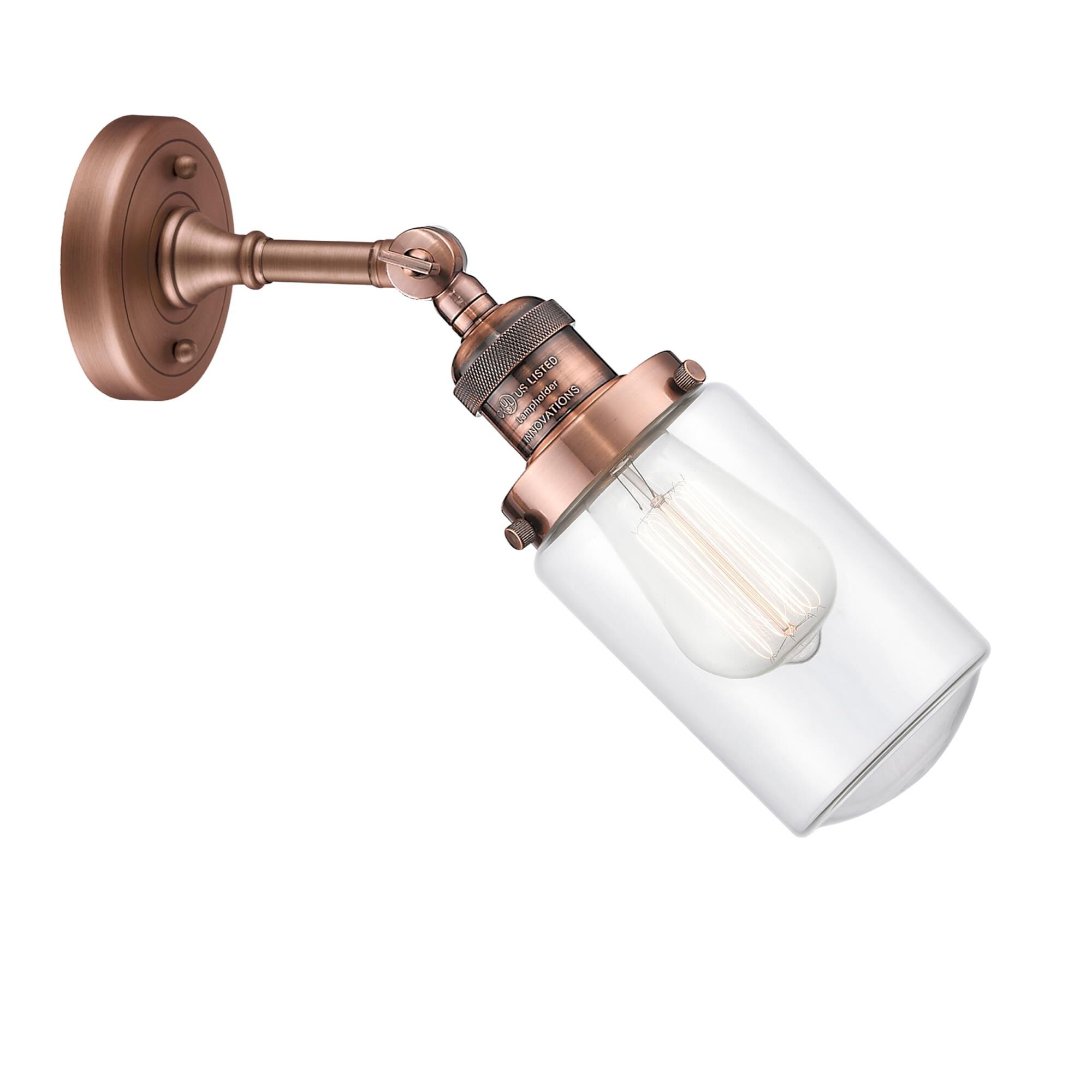 Shown in Antique Copper finish and Schoolhouse glass and Glass shade and Bulb Tint - Amber accent