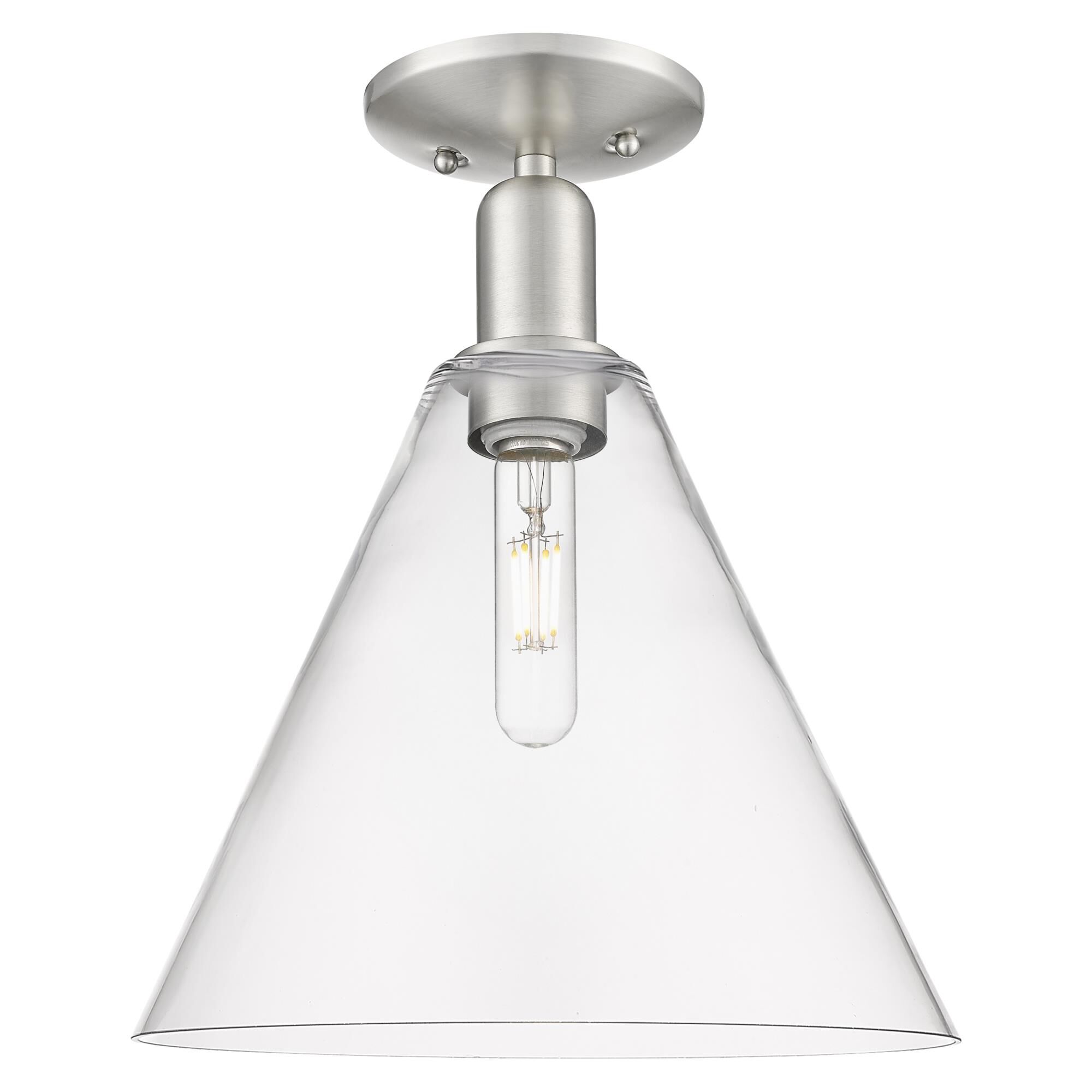 Shown in Brushed Satin Nickel finish and Clear glass