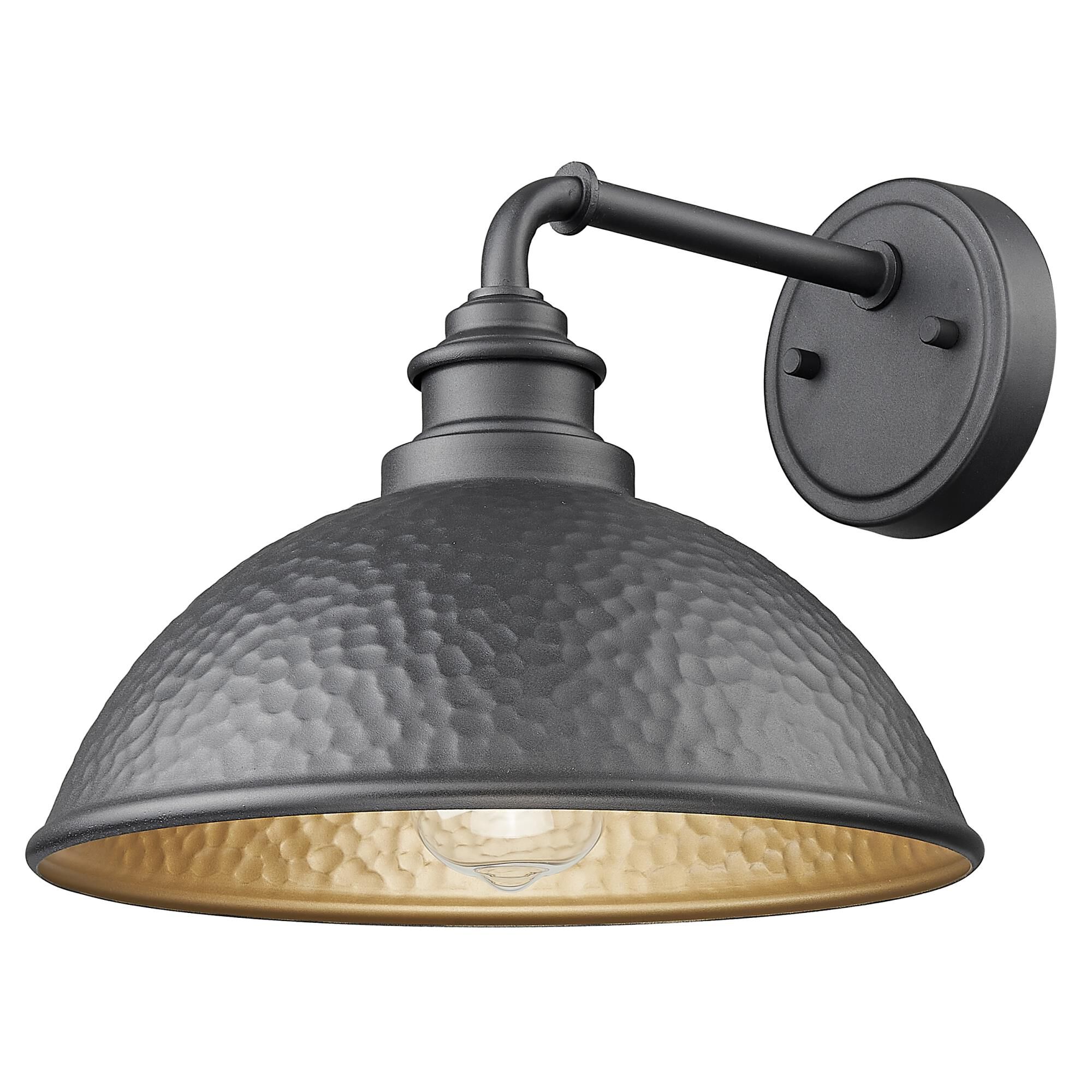 Shown in Hammered Black With Matte Gold Interior finish and Black Hammered Metal shade