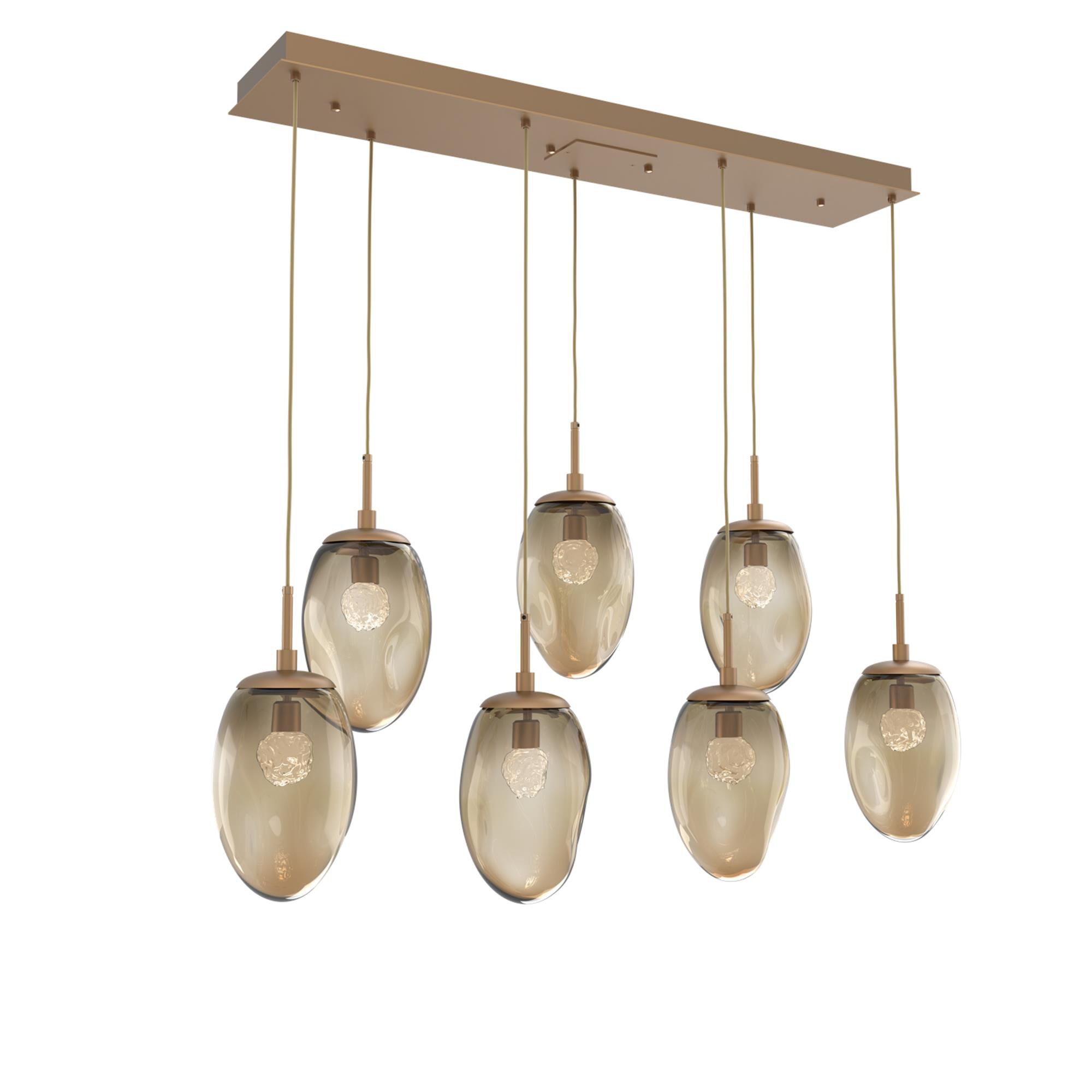 Shown in Novel Brass finish and Floret Inner And Bronze Outer glass