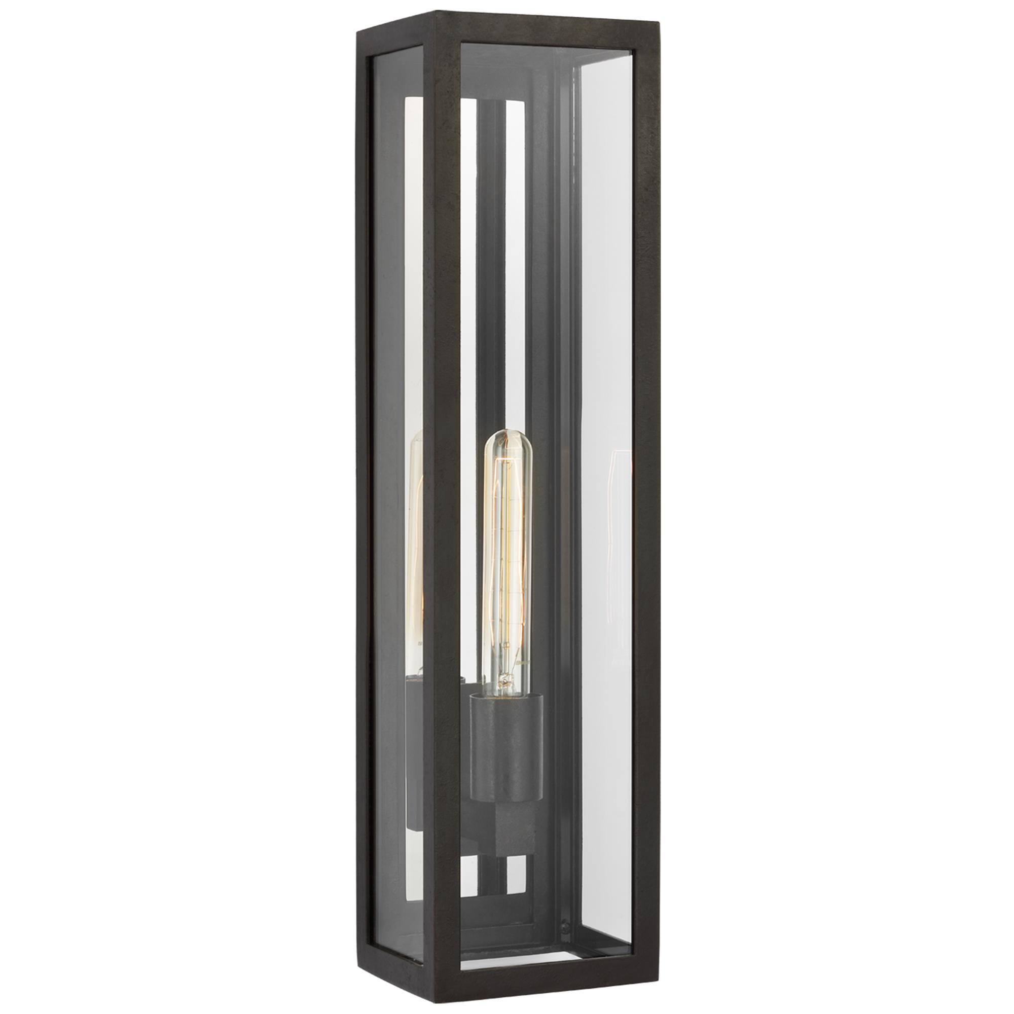 Shown in Aged Iron finish and Clear glass